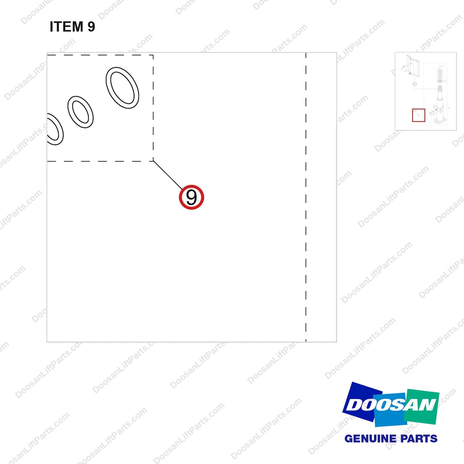 NB19-00299 CYLINDER (F/S) - parts diagram, item 9 shown - genuine Doosan / Bobcat forklift part