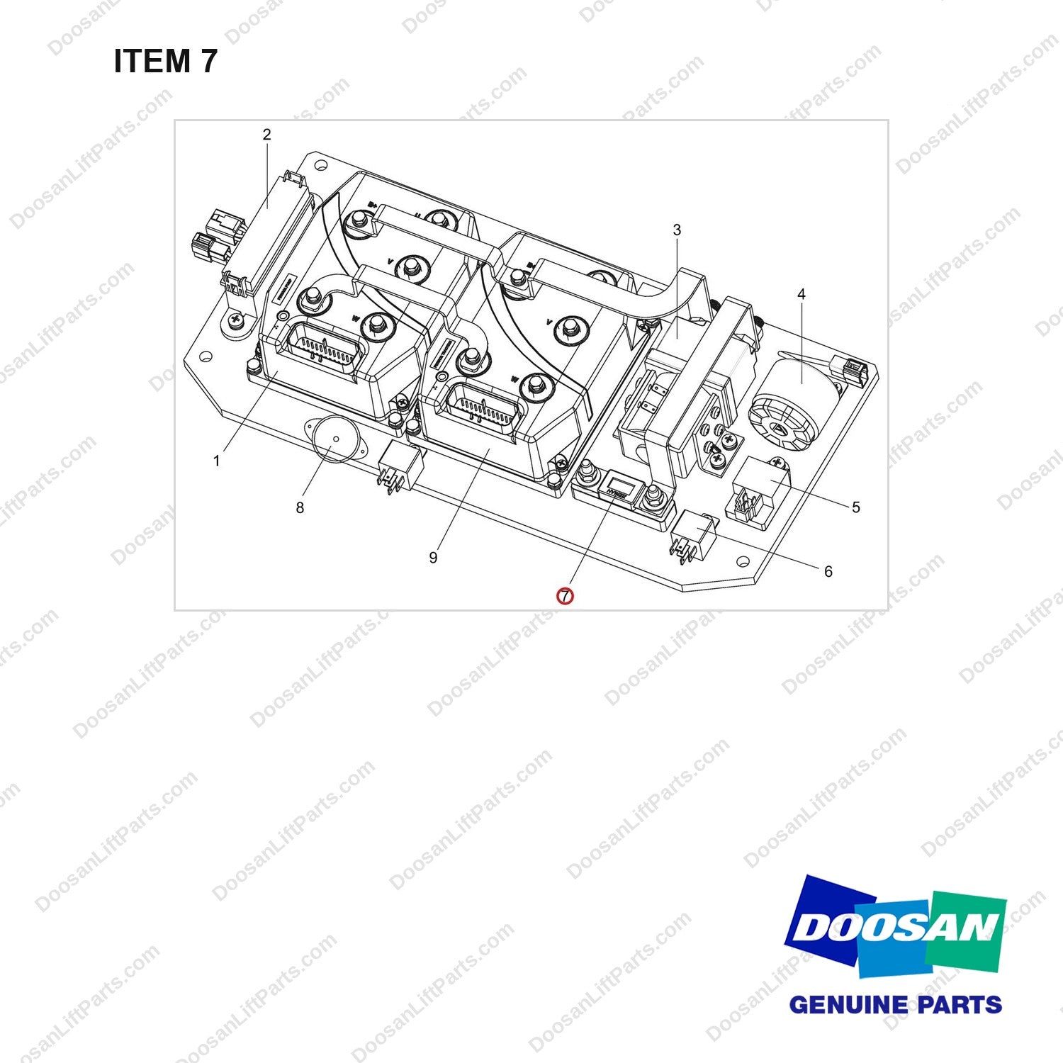 NB19-00805 ELECTRONIC COMPONENTS - full parts diagram, item 7 marked - genuine Doosan / Bobcat forklift part