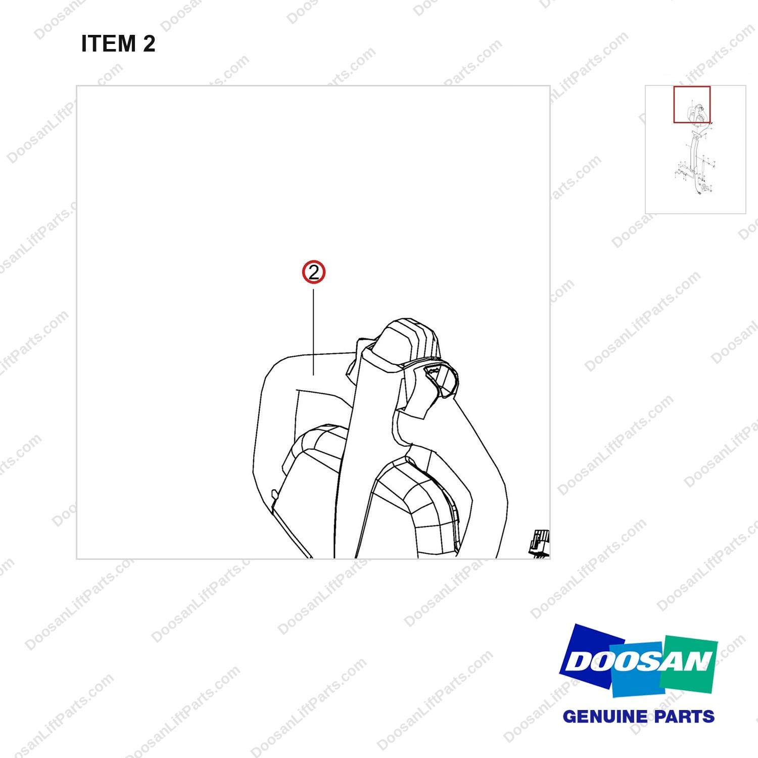 NB19-01353 TILLER ASSEMBLY - parts diagram, item 2 shown - genuine Doosan / Bobcat forklift part