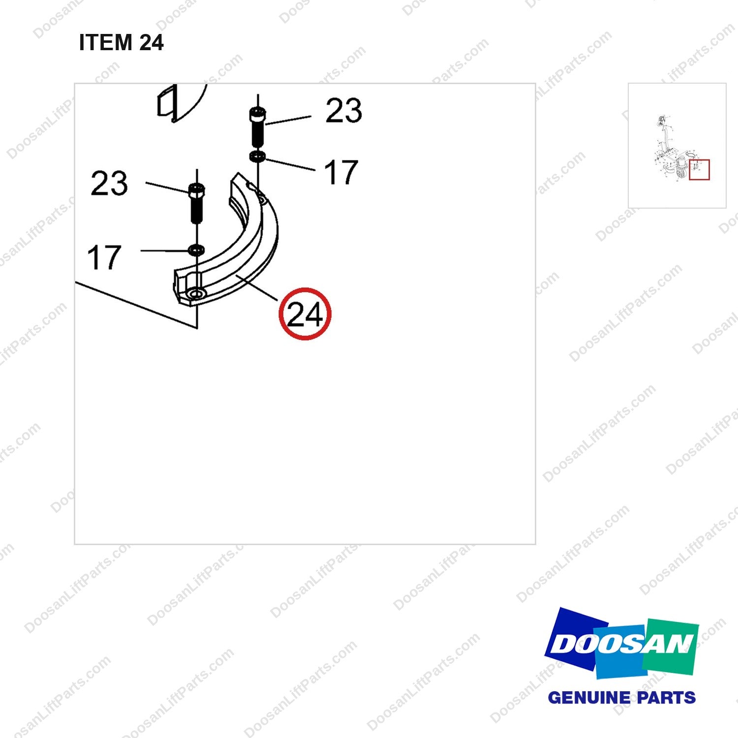 NR12-00298 Steering Wheel Unit - Dual - parts diagram, item 24 shown - genuine Doosan / Bobcat forklift part