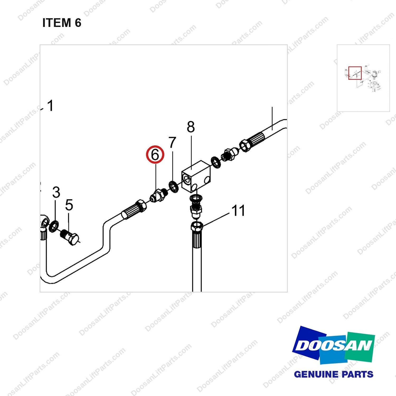 NR12-00372 Hydraumatic Line System - parts diagram, item 6 shown - genuine Doosan / Bobcat forklift part