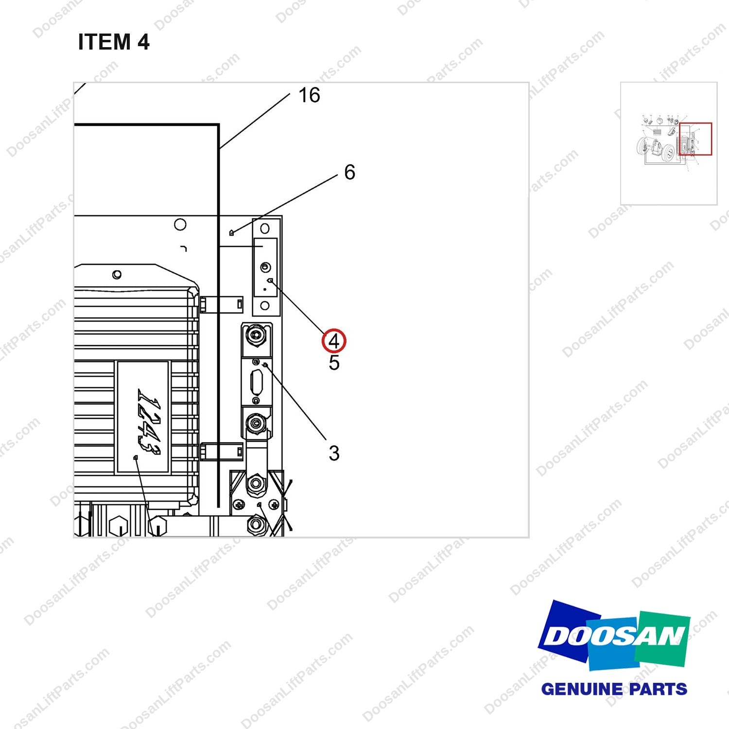 NR12-00385 Electric System - parts diagram, item 4 shown - genuine Doosan / Bobcat forklift part