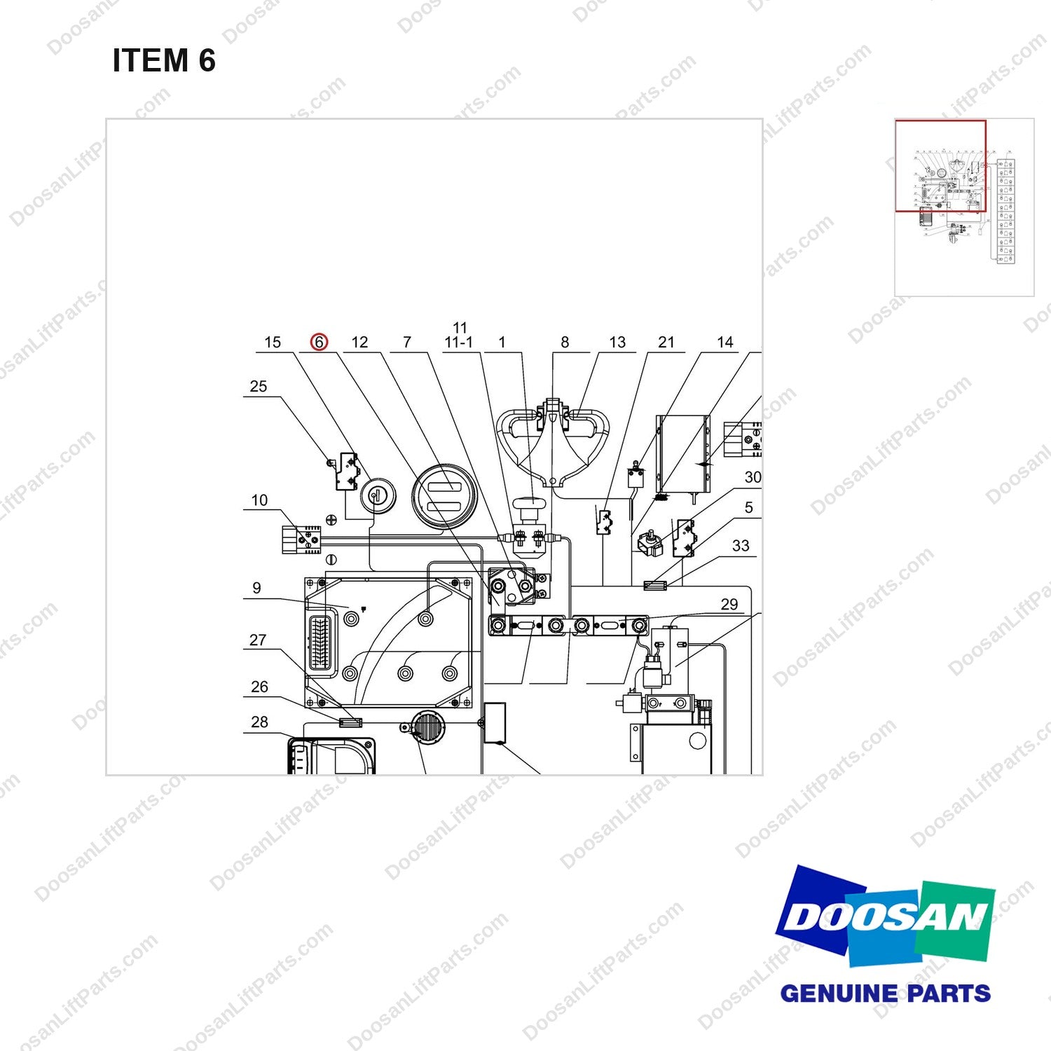 NR12-00386 1222 Electrical Equipment Assembly - parts diagram, item 6 shown - genuine Doosan / Bobcat forklift part