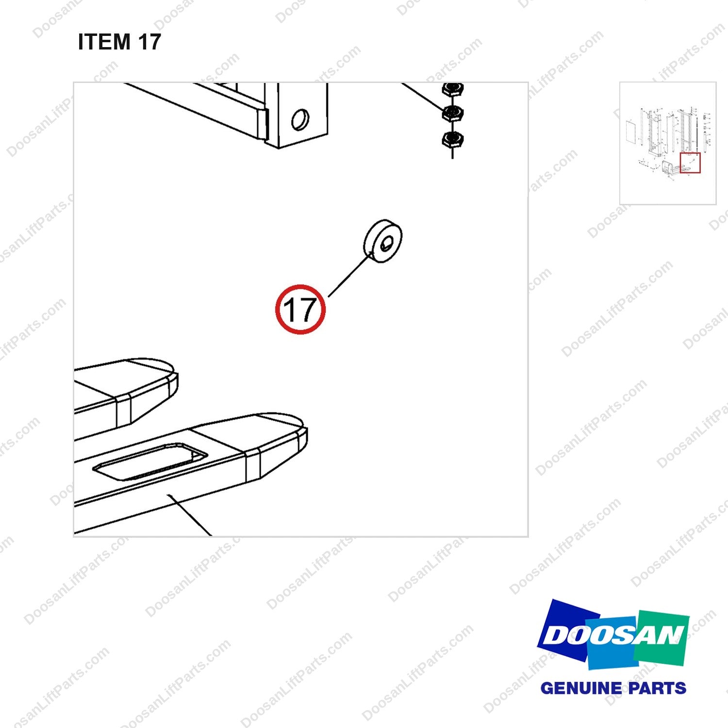NR12-00433 Final Assembly -  Mast (Two Level) - parts diagram, item 17 shown - genuine Doosan / Bobcat forklift part
