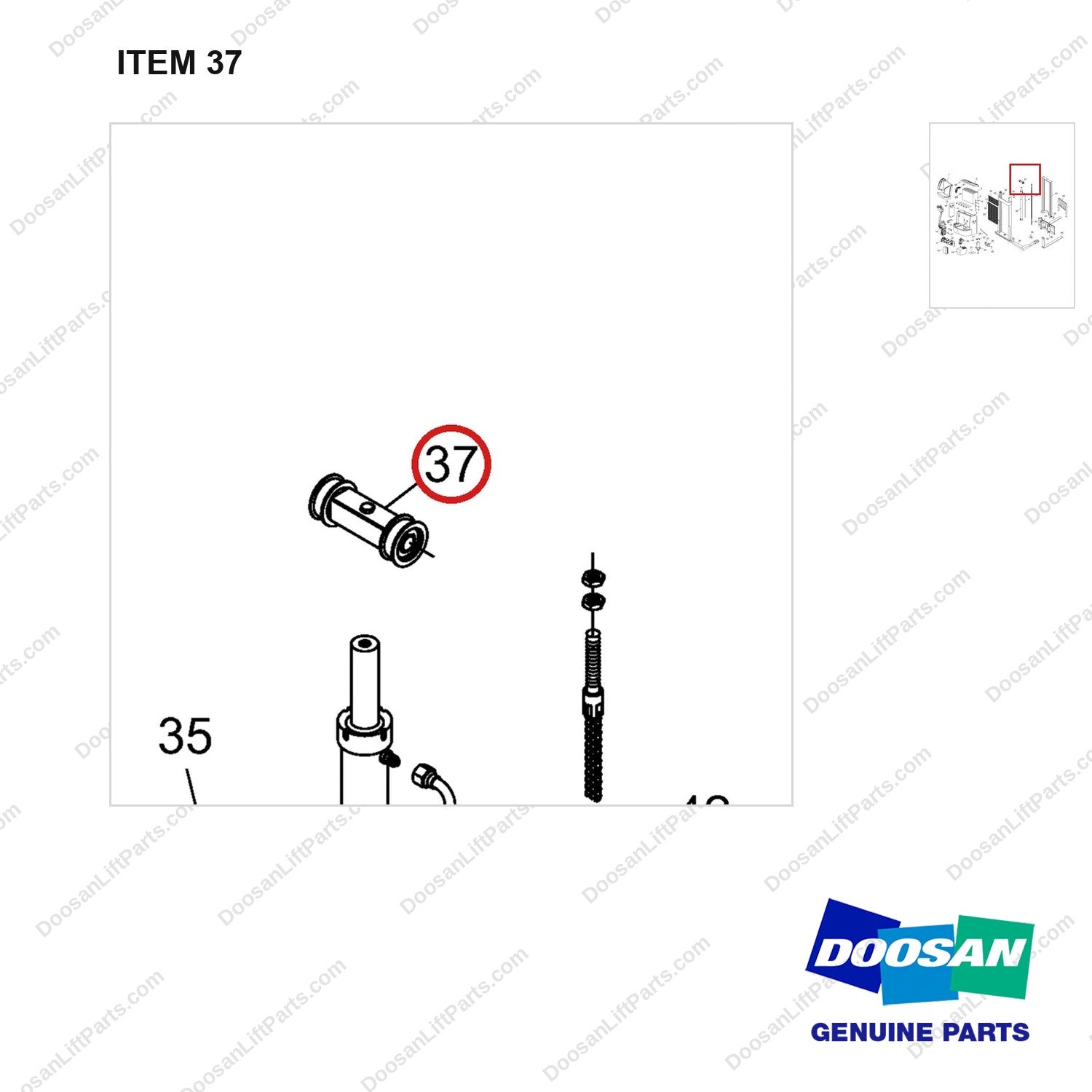 NR12-00436 General Assembly - parts diagram, item 37 shown - genuine Doosan / Bobcat forklift part