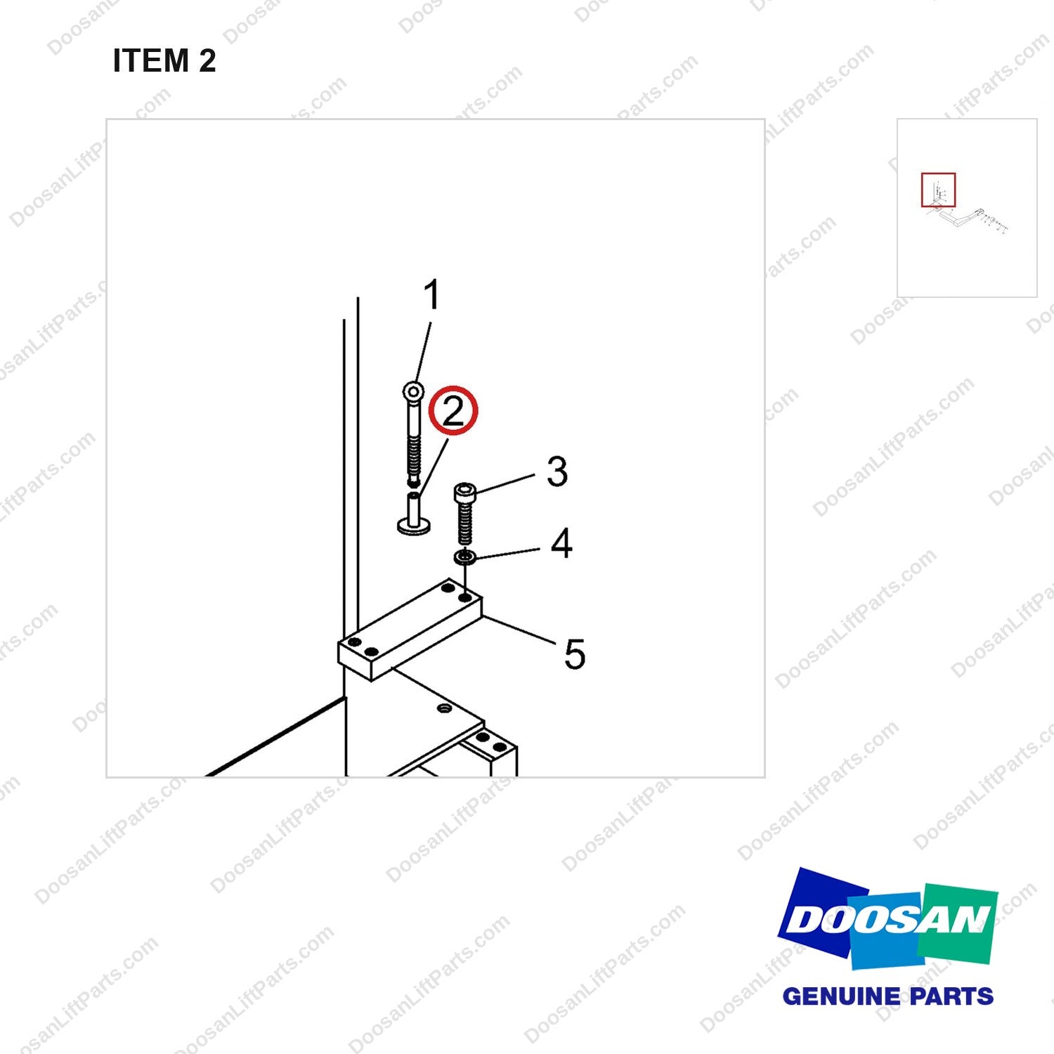 NR12-00465 Straddle-Legs Assembly - parts diagram, item 2 shown - genuine Doosan / Bobcat forklift part