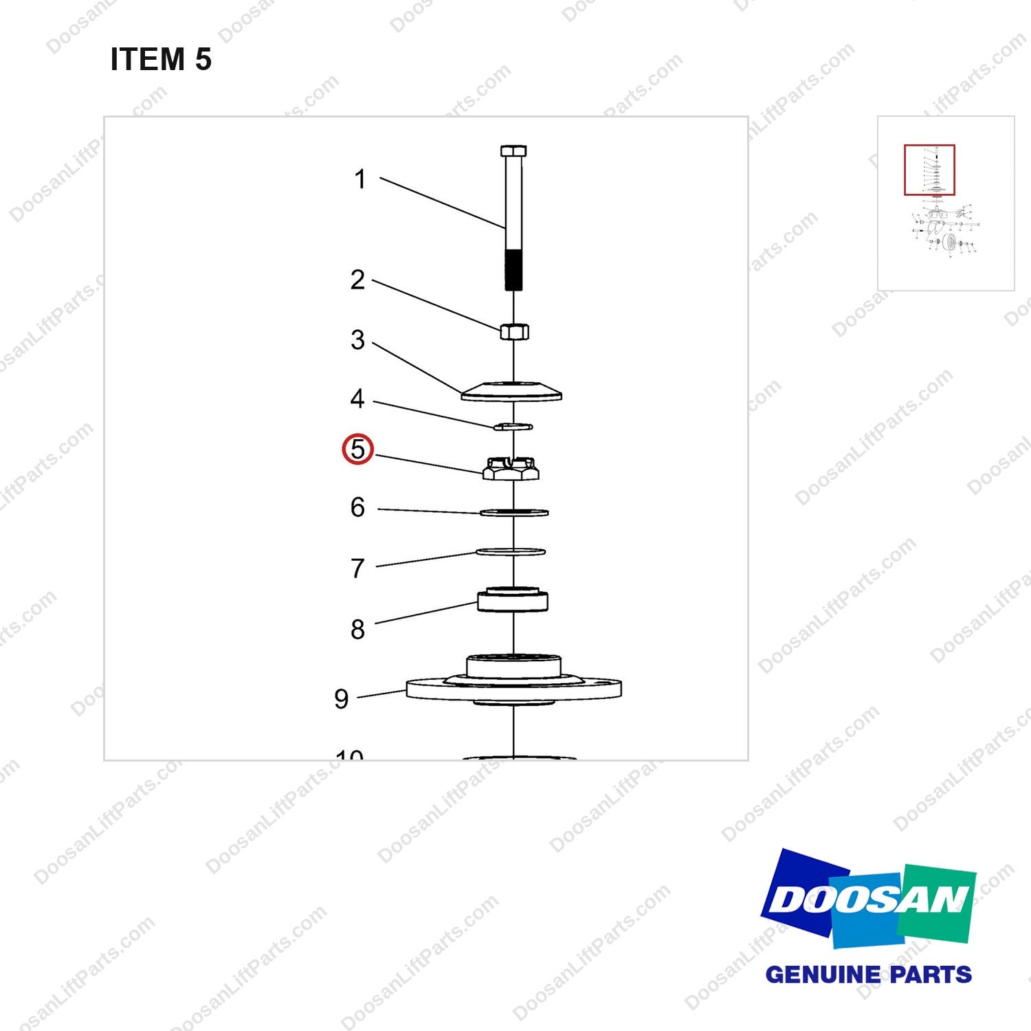 NR12-00475 Balance Wheel Assembly - parts diagram, item 5 shown - genuine Doosan / Bobcat forklift part