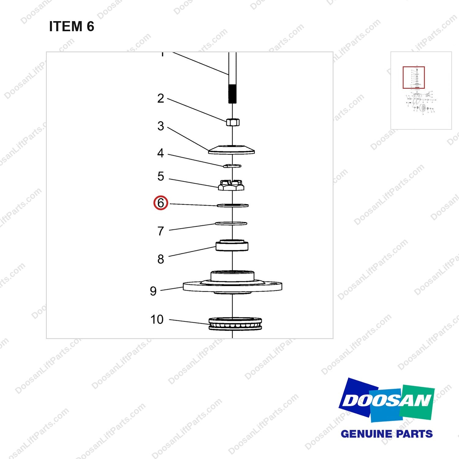 NR12-00476 Balance Wheel Assembly - parts diagram, item 6 shown - genuine Doosan / Bobcat forklift part