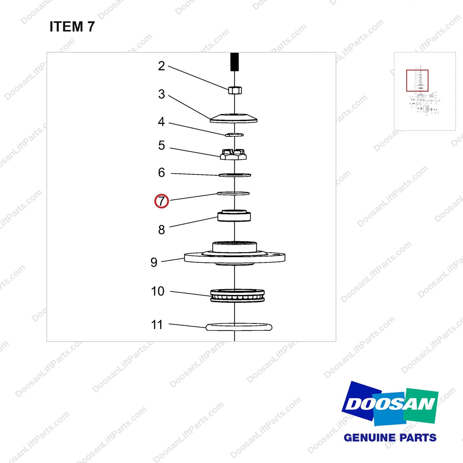 NR12-00477 Balance Wheel Assembly - parts diagram, item 7 shown - genuine Doosan / Bobcat forklift part