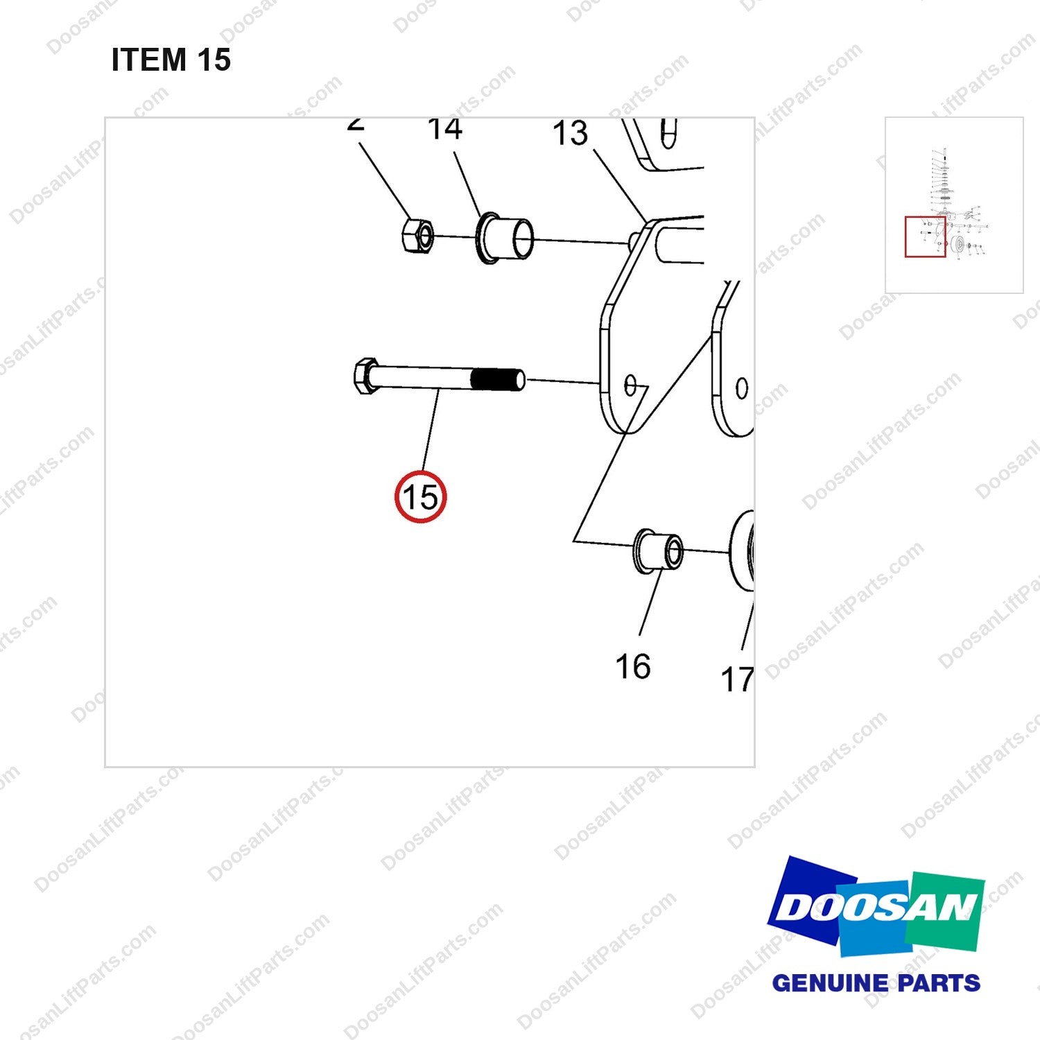 NR12-00484 Balance Wheel Assembly - parts diagram, item 15 shown - genuine Doosan / Bobcat forklift part