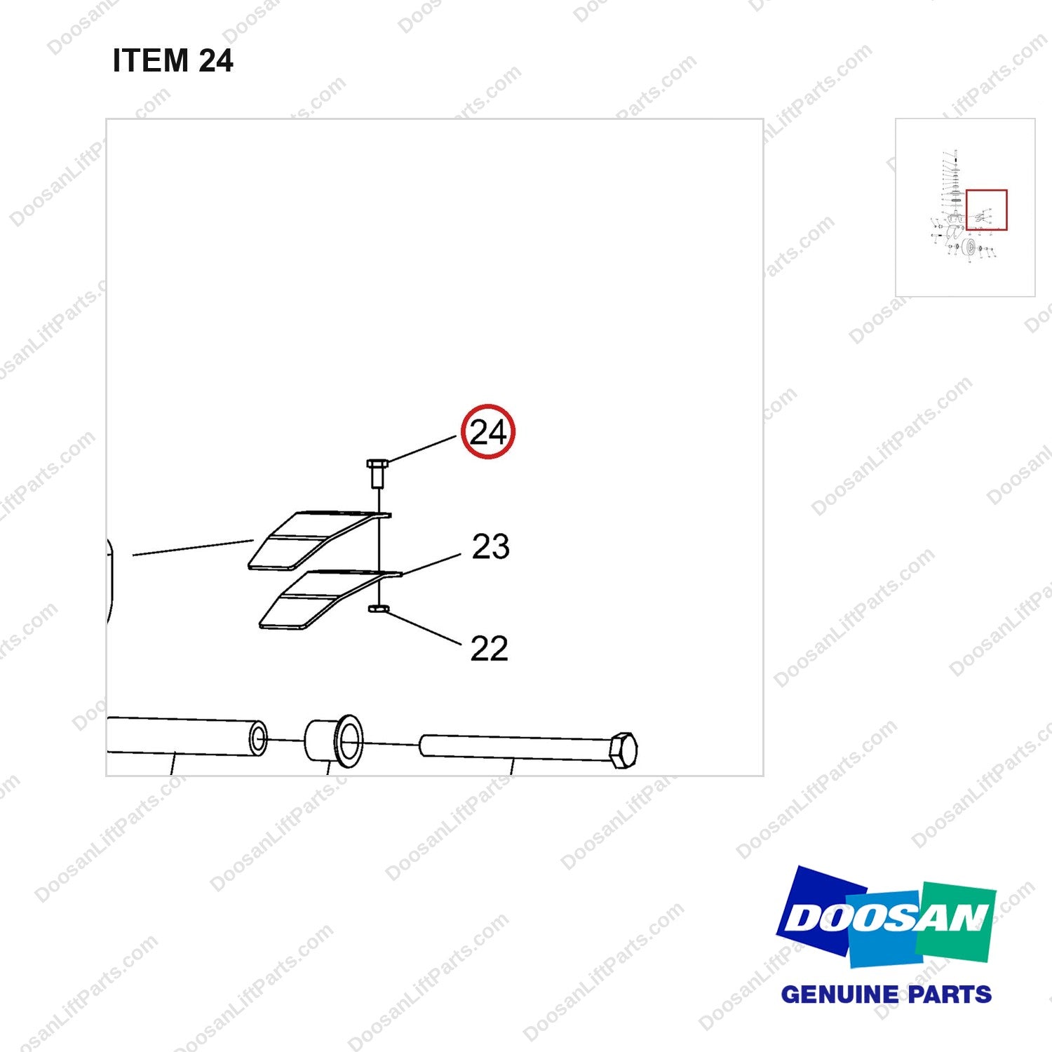 NR12-00493 Balance Wheel Assembly - parts diagram, item 24 shown - genuine Doosan / Bobcat forklift part