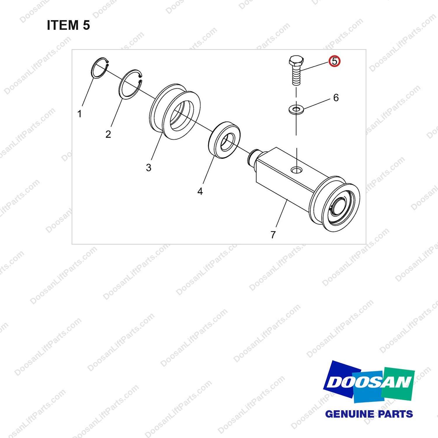 NR12-00495 Chain Wheel Unit - full parts diagram, item 5 marked - genuine Doosan / Bobcat forklift part