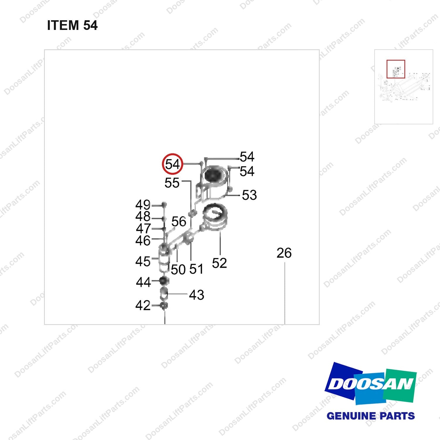 NR12-00534 General Assembly - parts diagram, item 54 shown - genuine Doosan / Bobcat forklift part