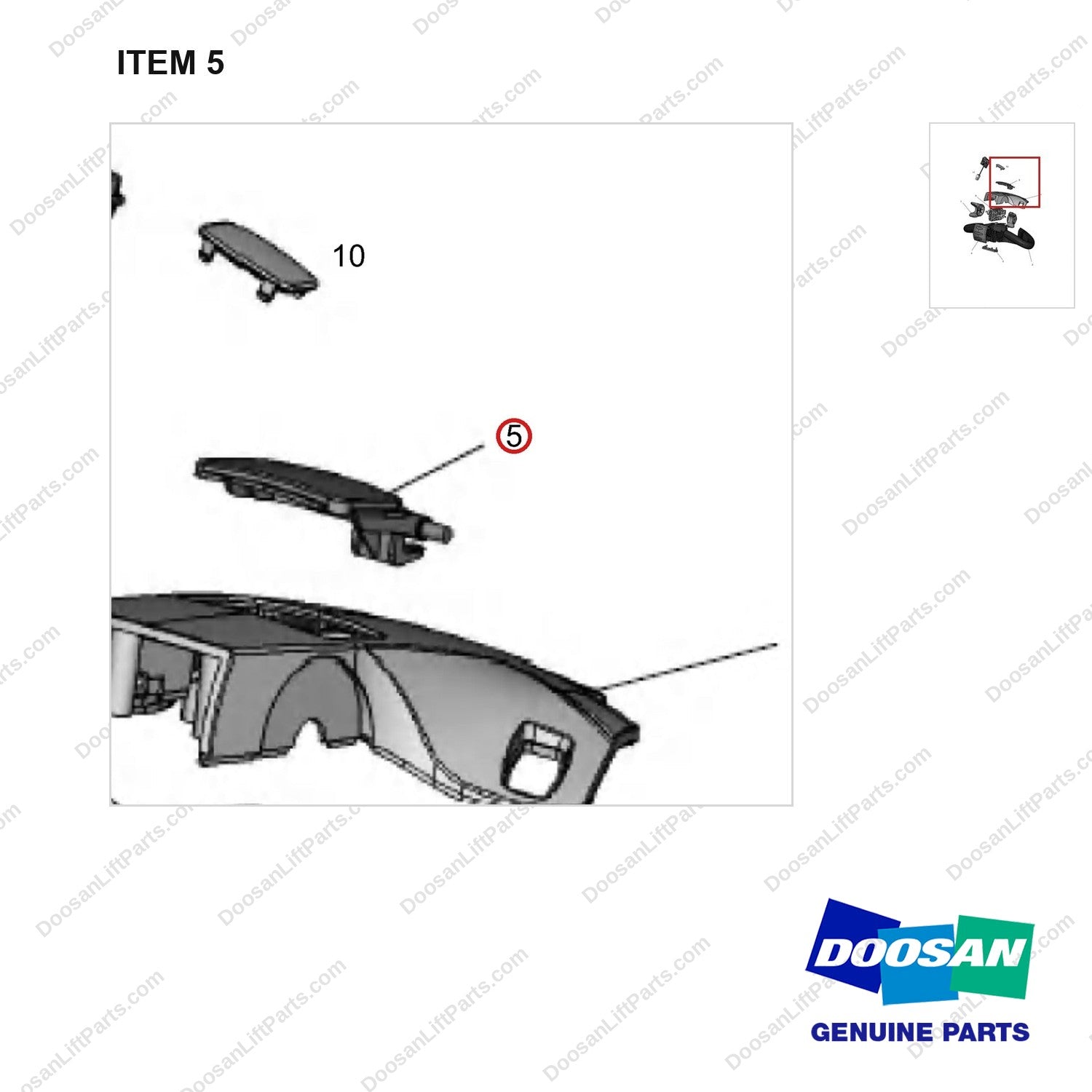 NR12-00543 FREI Handle - parts diagram, item 5 shown - genuine Doosan / Bobcat forklift part