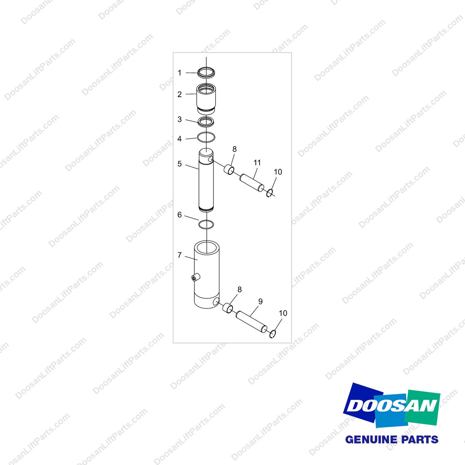NR12-00586 Oil Cylinder - full parts diagram - genuine Doosan / Bobcat forklift part