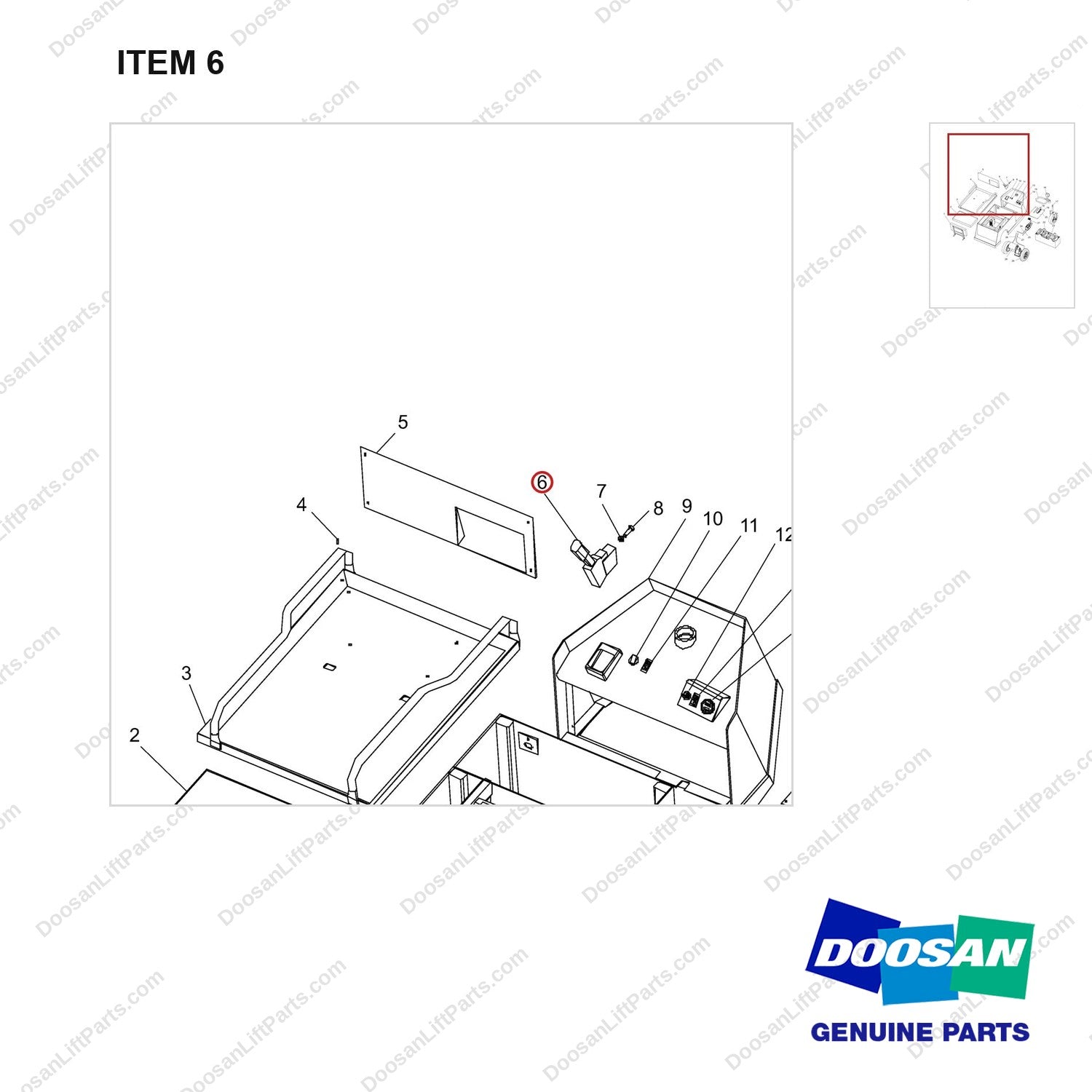 NR14-00006 General Assembly - parts diagram, item 6 shown - genuine Doosan / Bobcat forklift part