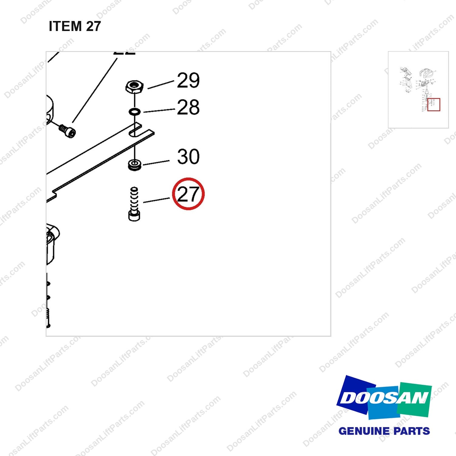 NR14-00059 Electric Steering Device Assembly - parts diagram, item 27 shown - genuine Doosan / Bobcat forklift part