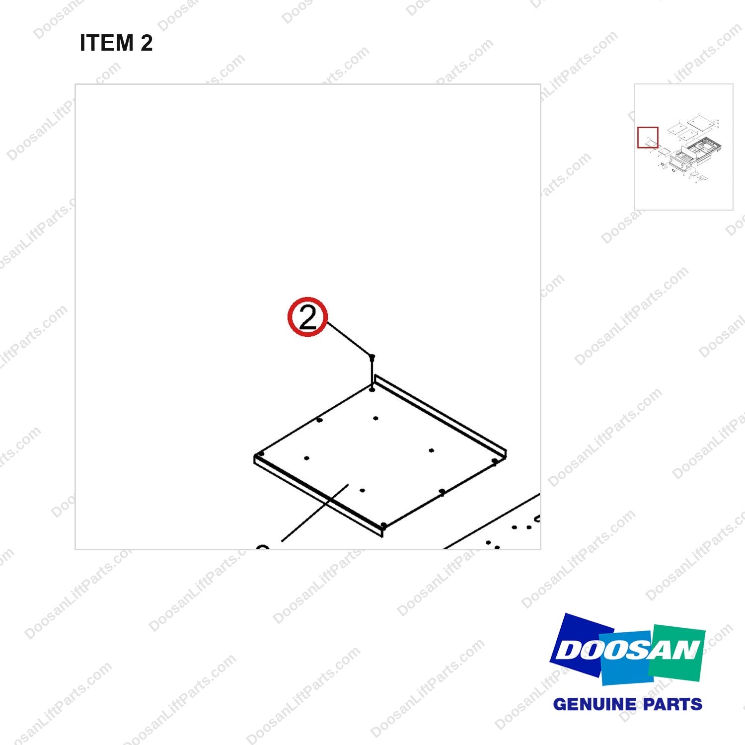NR14-00123 Truck body assembly - parts diagram, item 2 shown - genuine Doosan / Bobcat forklift part