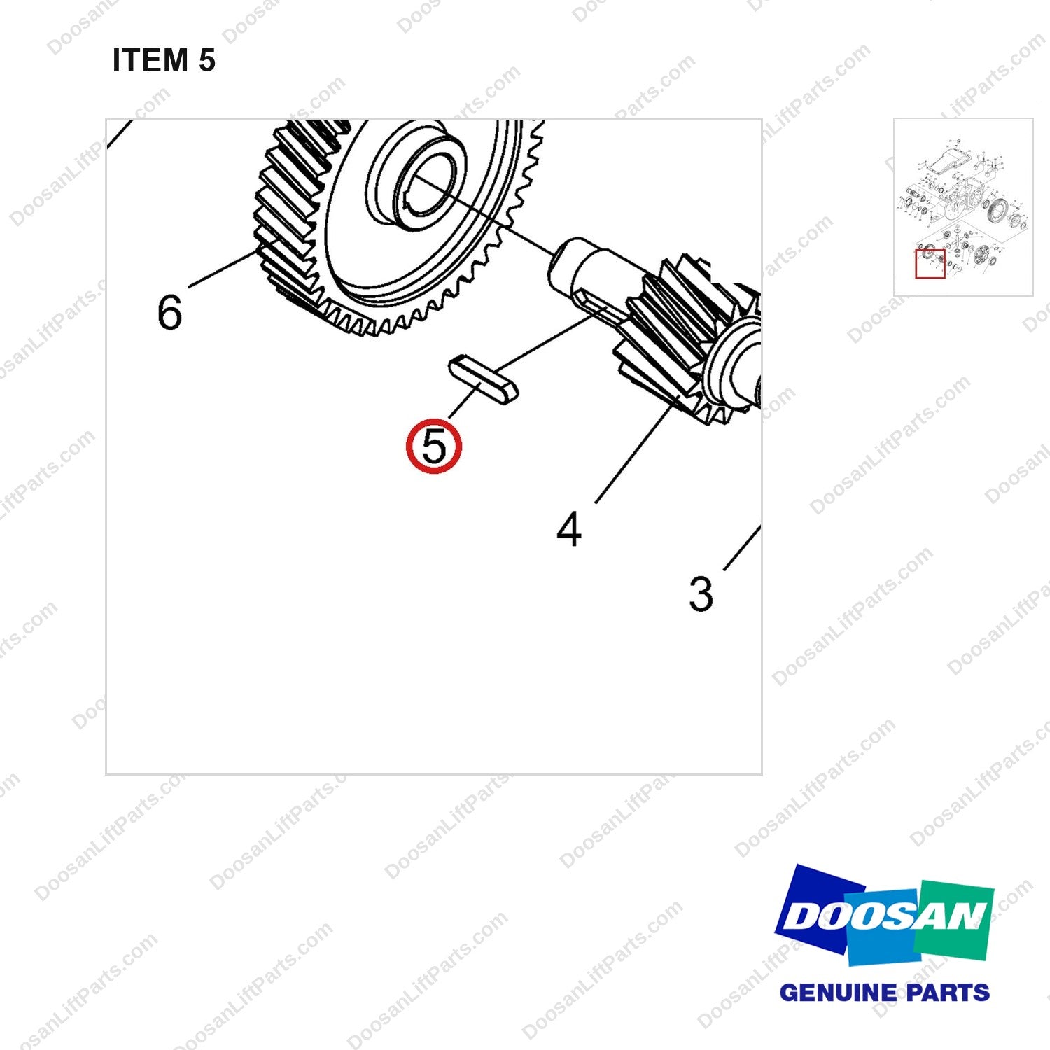 NR14-00164 Reduction Assembly - parts diagram, item 5 shown - genuine Doosan / Bobcat forklift part