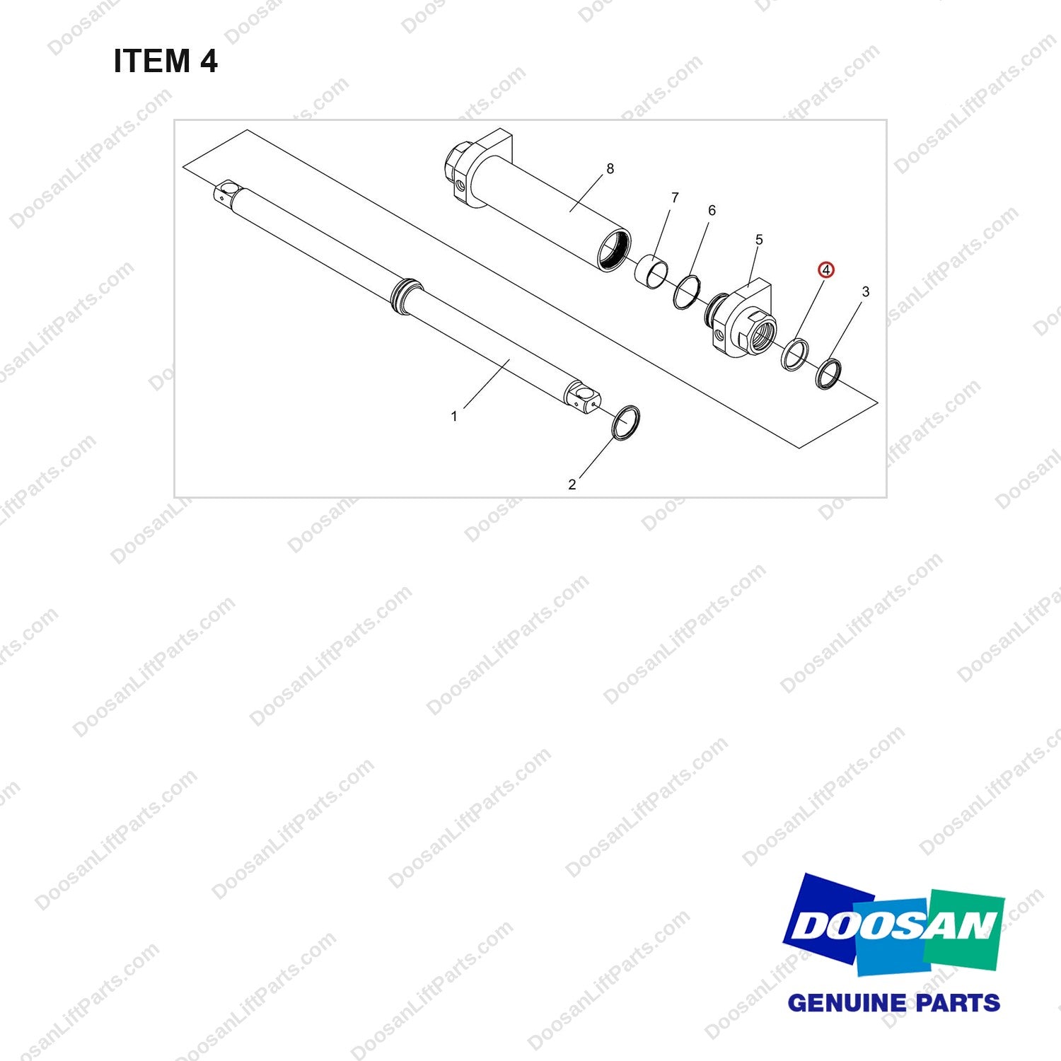 NR14-00230 Steering Column - full parts diagram, item 4 marked - genuine Doosan / Bobcat forklift part