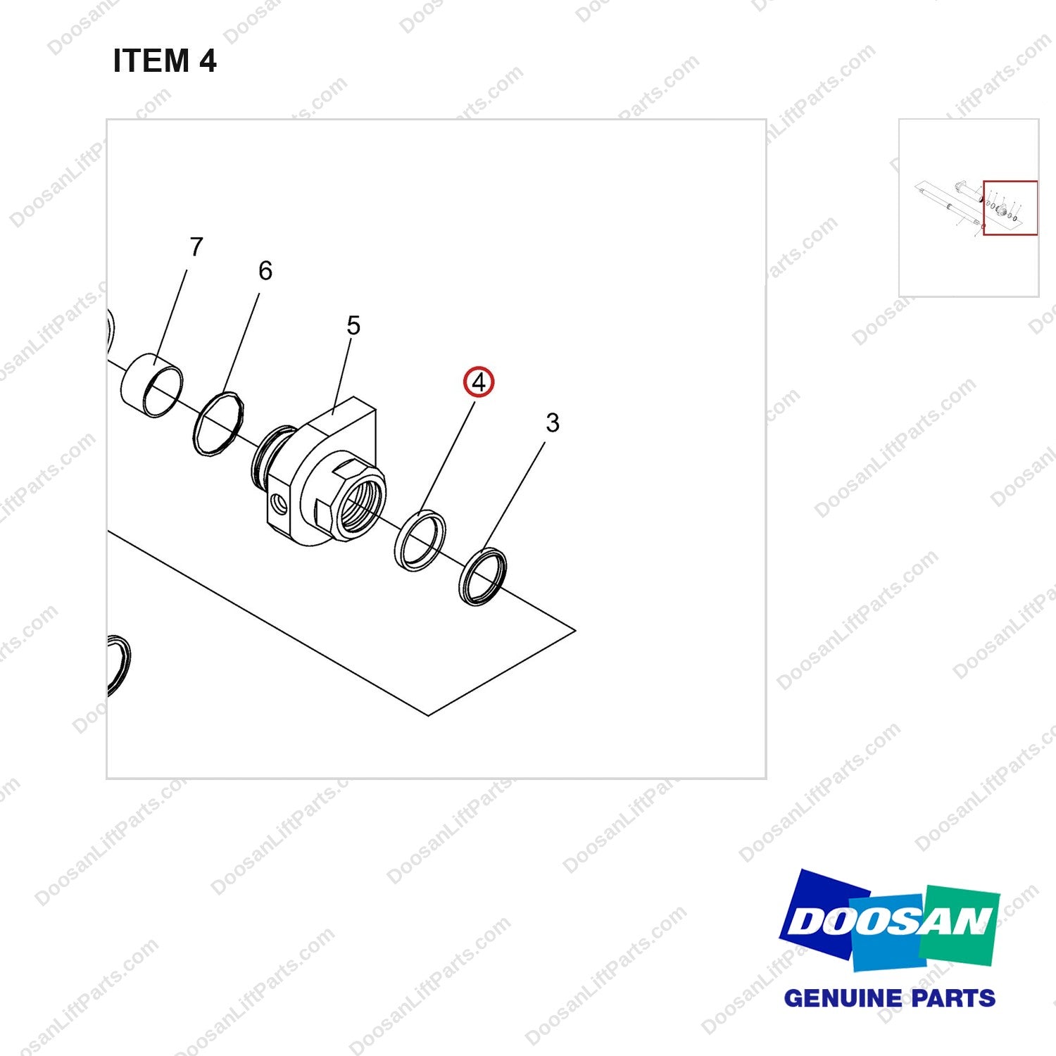 NR14-00230 Steering Column - parts diagram, item 4 shown - genuine Doosan / Bobcat forklift part