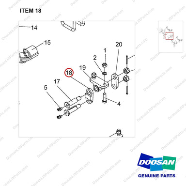 NR14-00246 Shock Absorption Assembly - parts diagram, item 18 shown - genuine Doosan / Bobcat forklift part