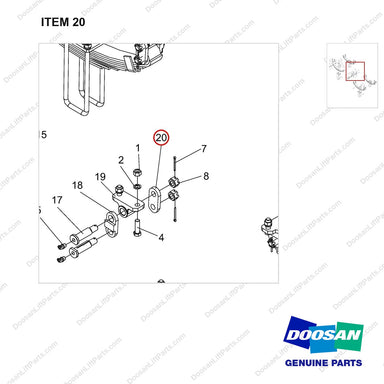 NR14-00248 Shock Absorption Assembly - parts diagram, item 20 shown - genuine Doosan / Bobcat forklift part