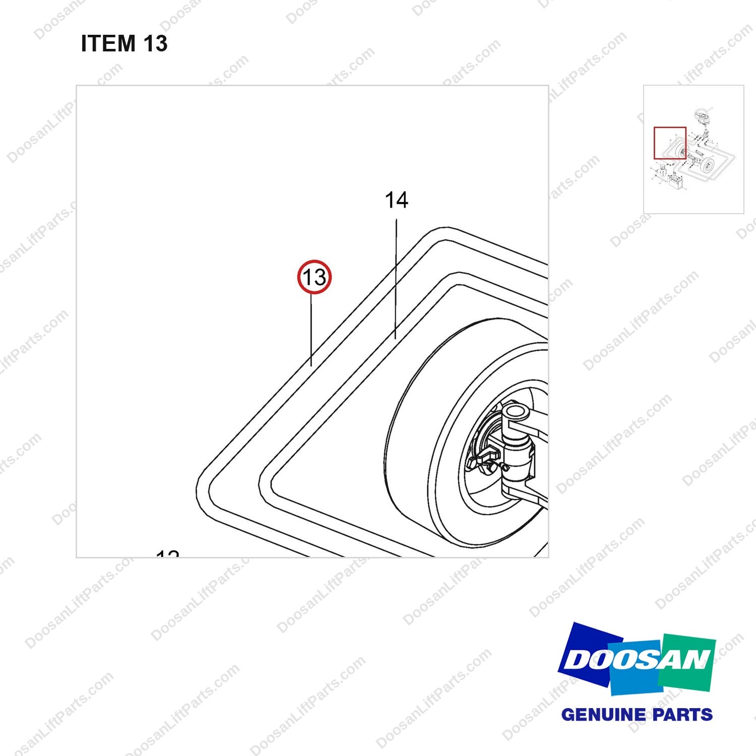 NR14-00260 Hydraulic Steering System - parts diagram, item 13 shown - genuine Doosan / Bobcat forklift part