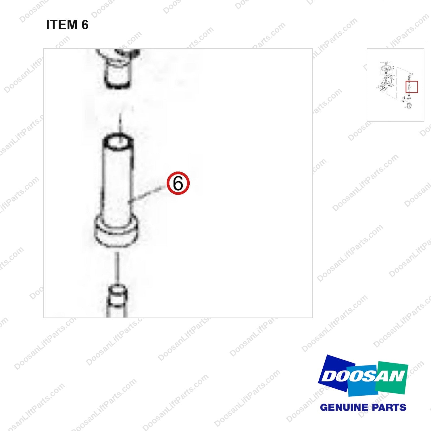 NR14-00268 Steering Gear Assembly - parts diagram, item 6 shown - genuine Doosan / Bobcat forklift part