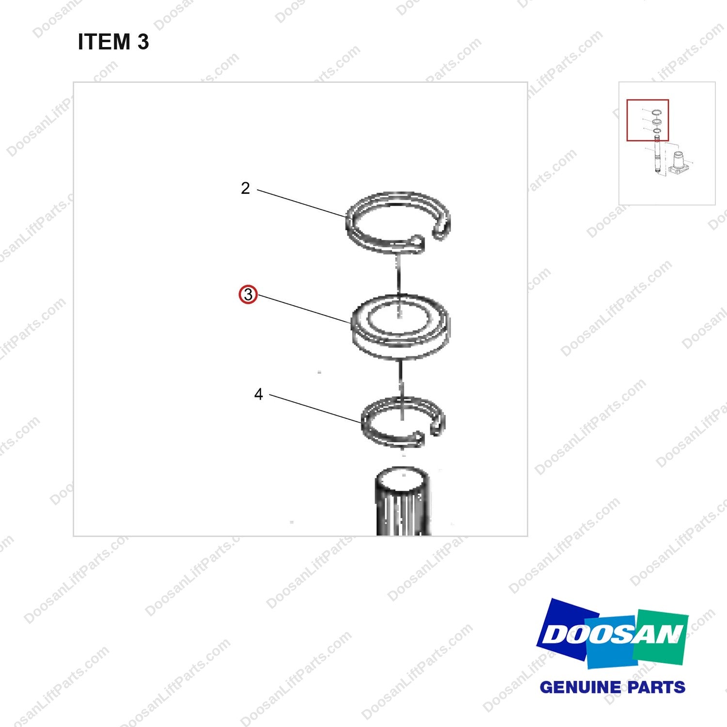 NR14-00300 Connecting shaft - parts diagram, item 3 shown - genuine Doosan / Bobcat forklift part