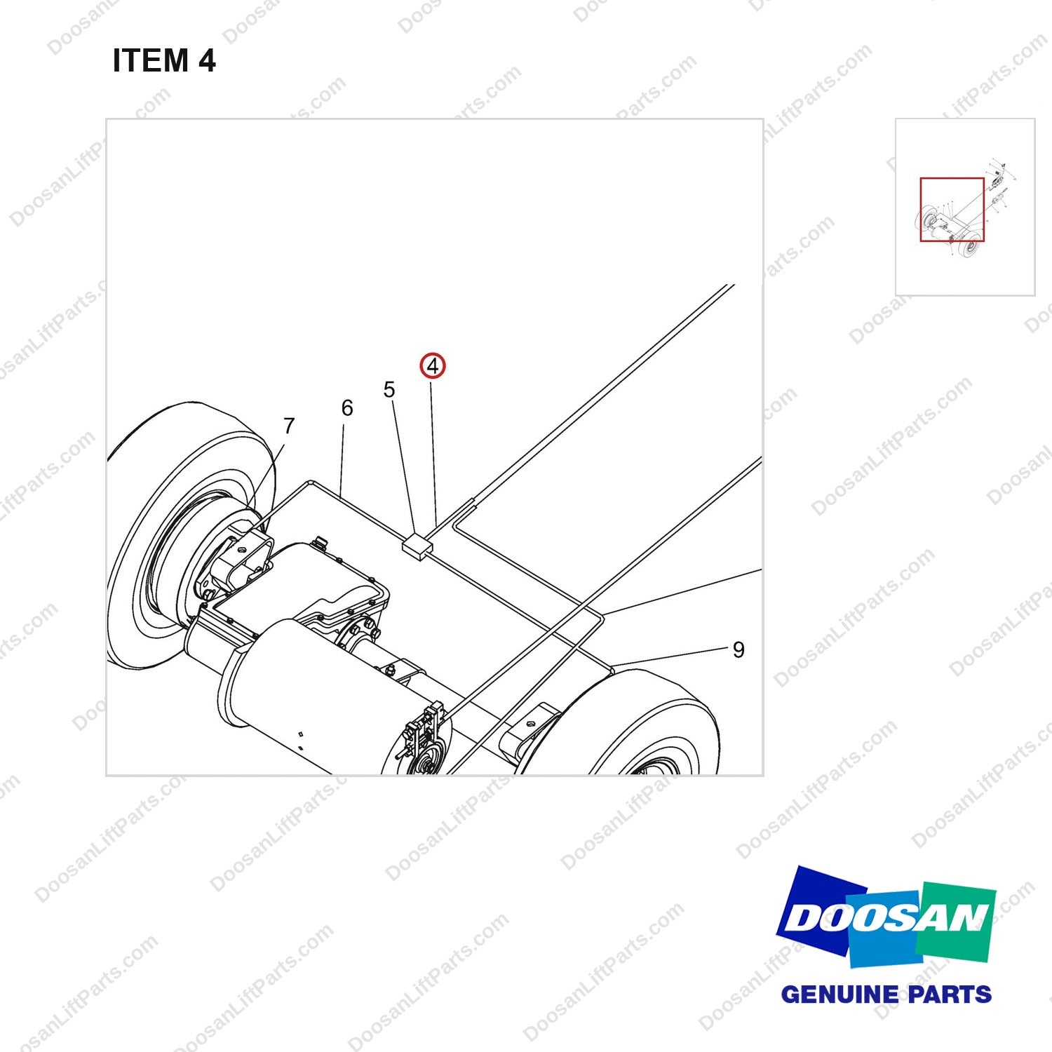 NR14-00309 Brake System - parts diagram, item 4 shown - genuine Doosan / Bobcat forklift part