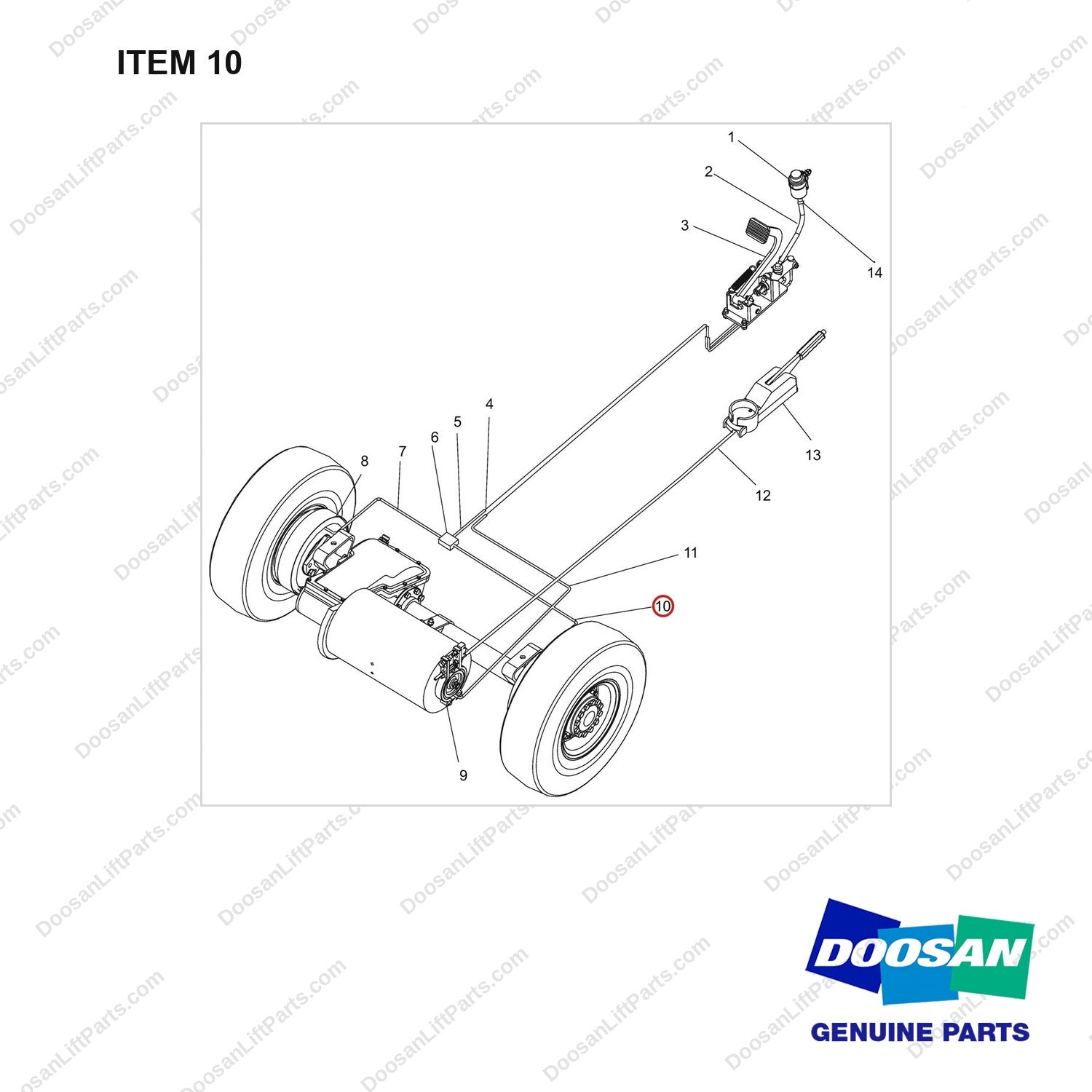 NR14-00314 Brake System - full parts diagram, item 10 marked - genuine Doosan / Bobcat forklift part