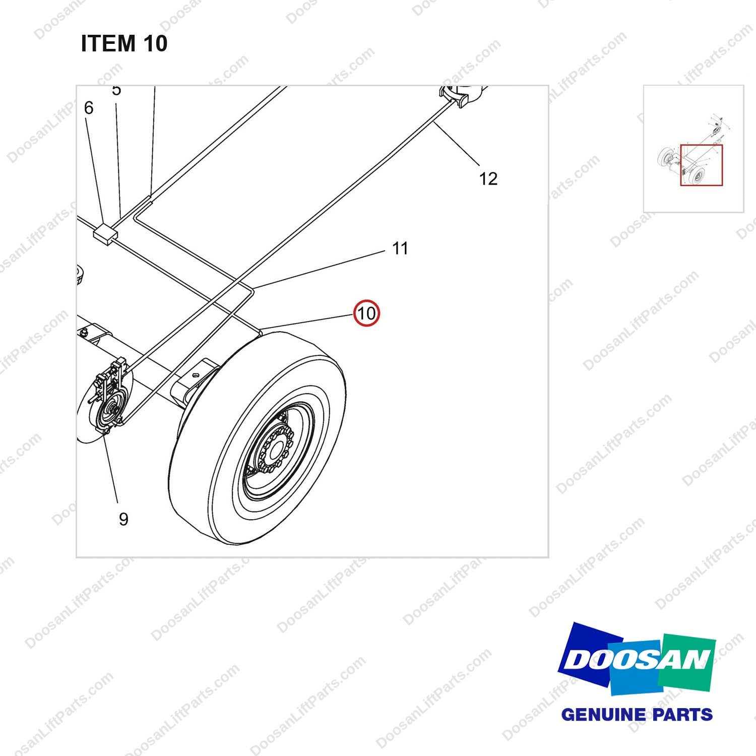 NR14-00314 Brake System - parts diagram, item 10 shown - genuine Doosan / Bobcat forklift part