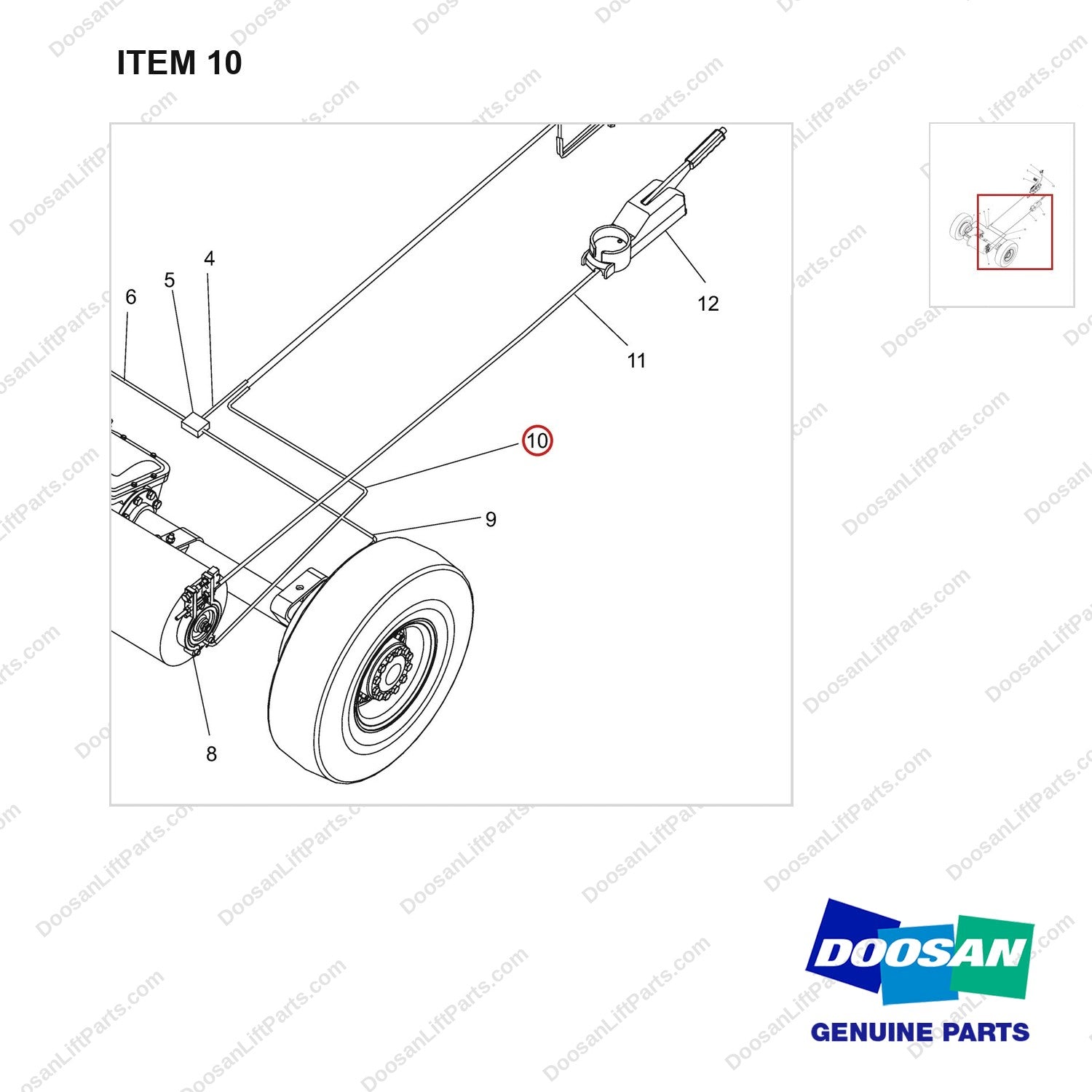 NR14-00315 Brake System - parts diagram, item 10 shown - genuine Doosan / Bobcat forklift part