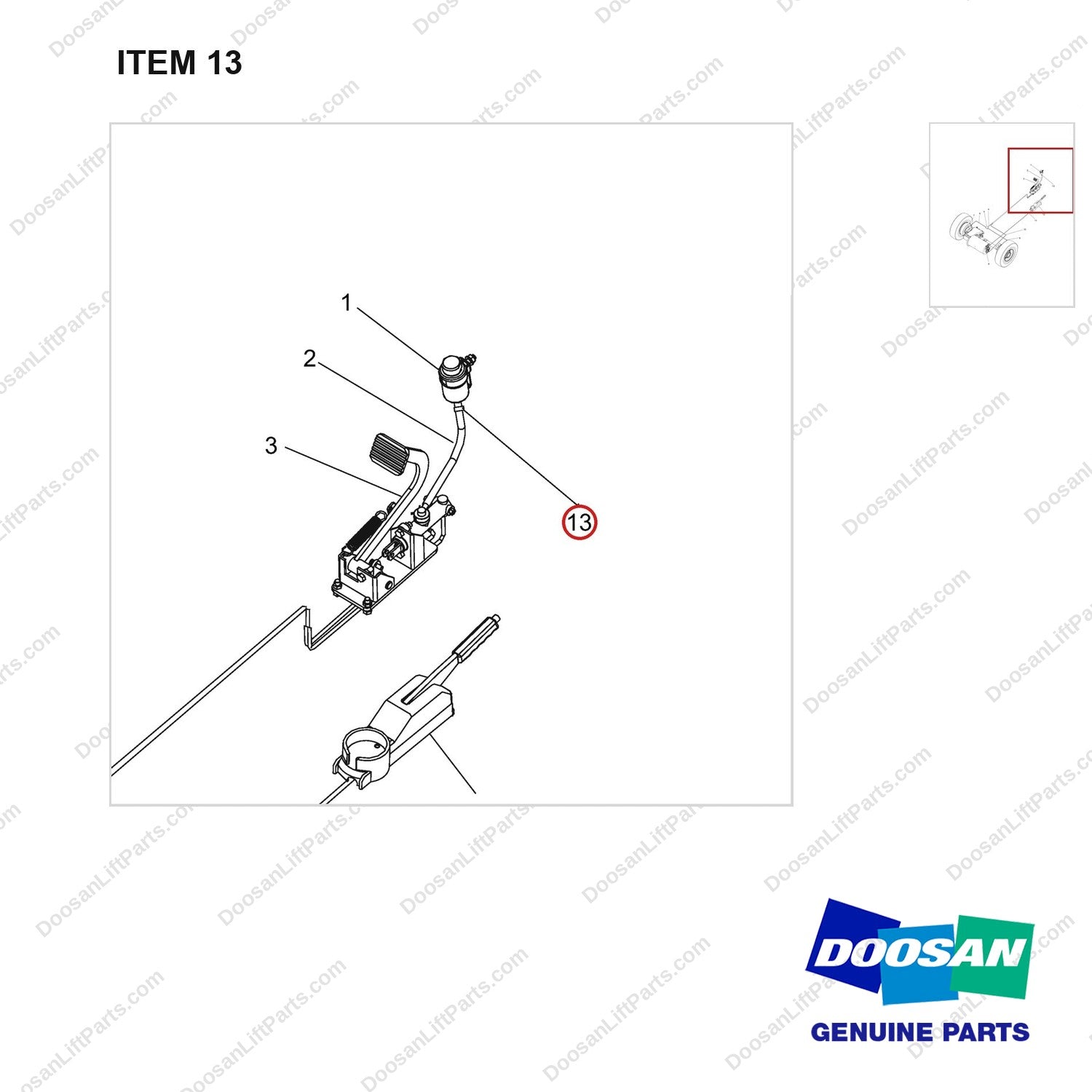 NR14-00318 Brake System - parts diagram, item 13 shown - genuine Doosan / Bobcat forklift part