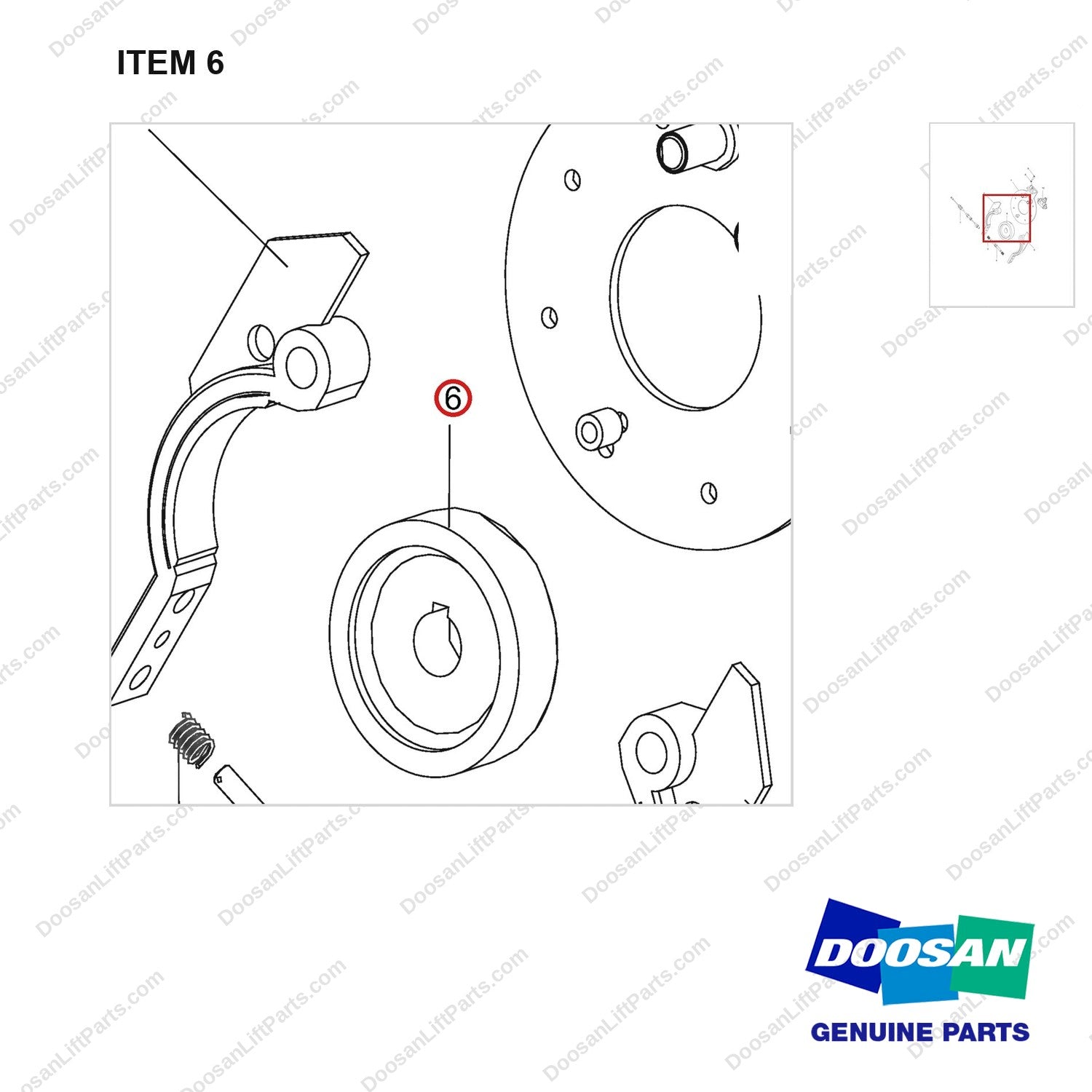 NR14-00325 Hydraulic Brake - parts diagram, item 6 shown - genuine Doosan / Bobcat forklift part