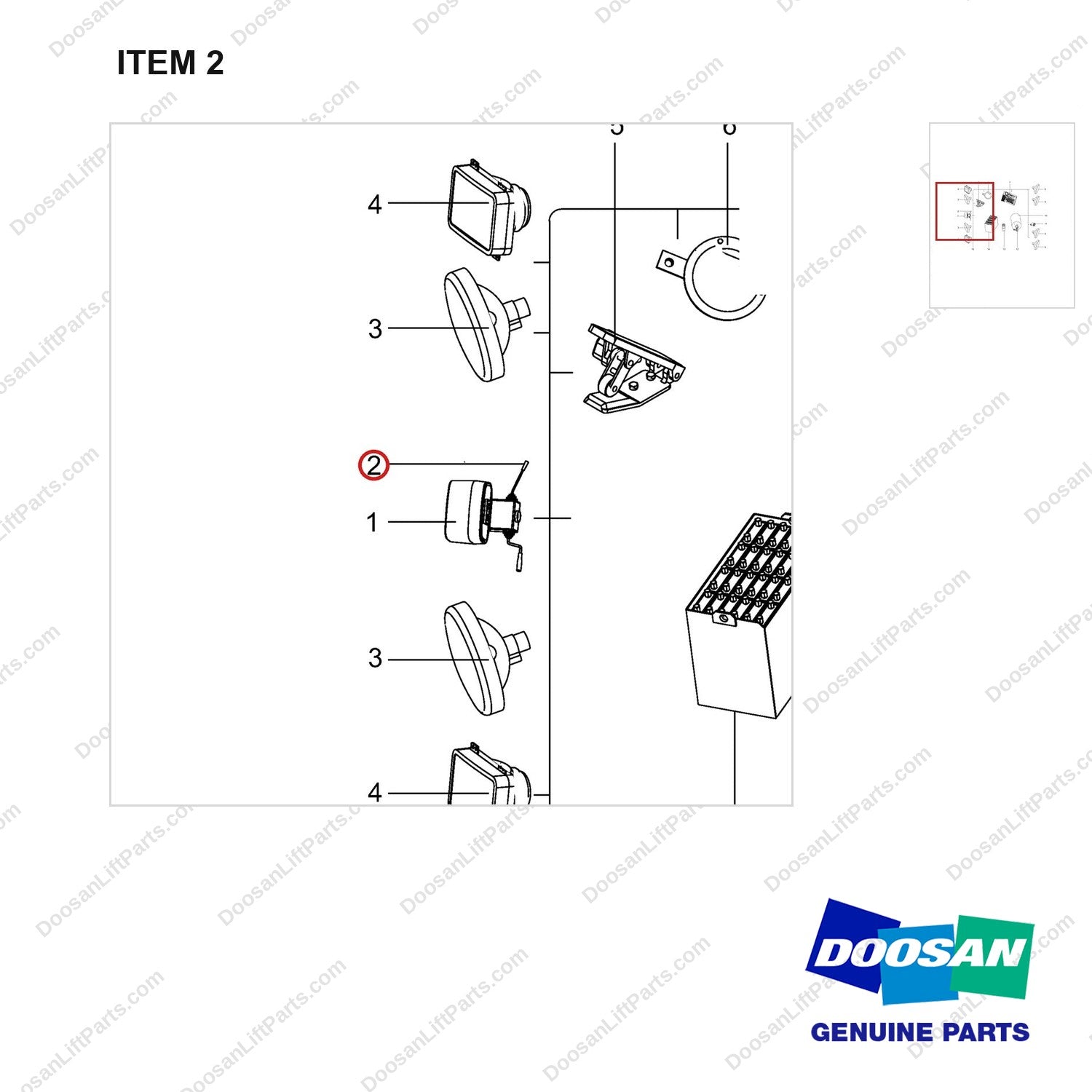 NR14-00329 General Diagram of Electric Appliance (High Standard) - parts diagram, item 2 shown - genuine Doosan / Bobcat forklift part