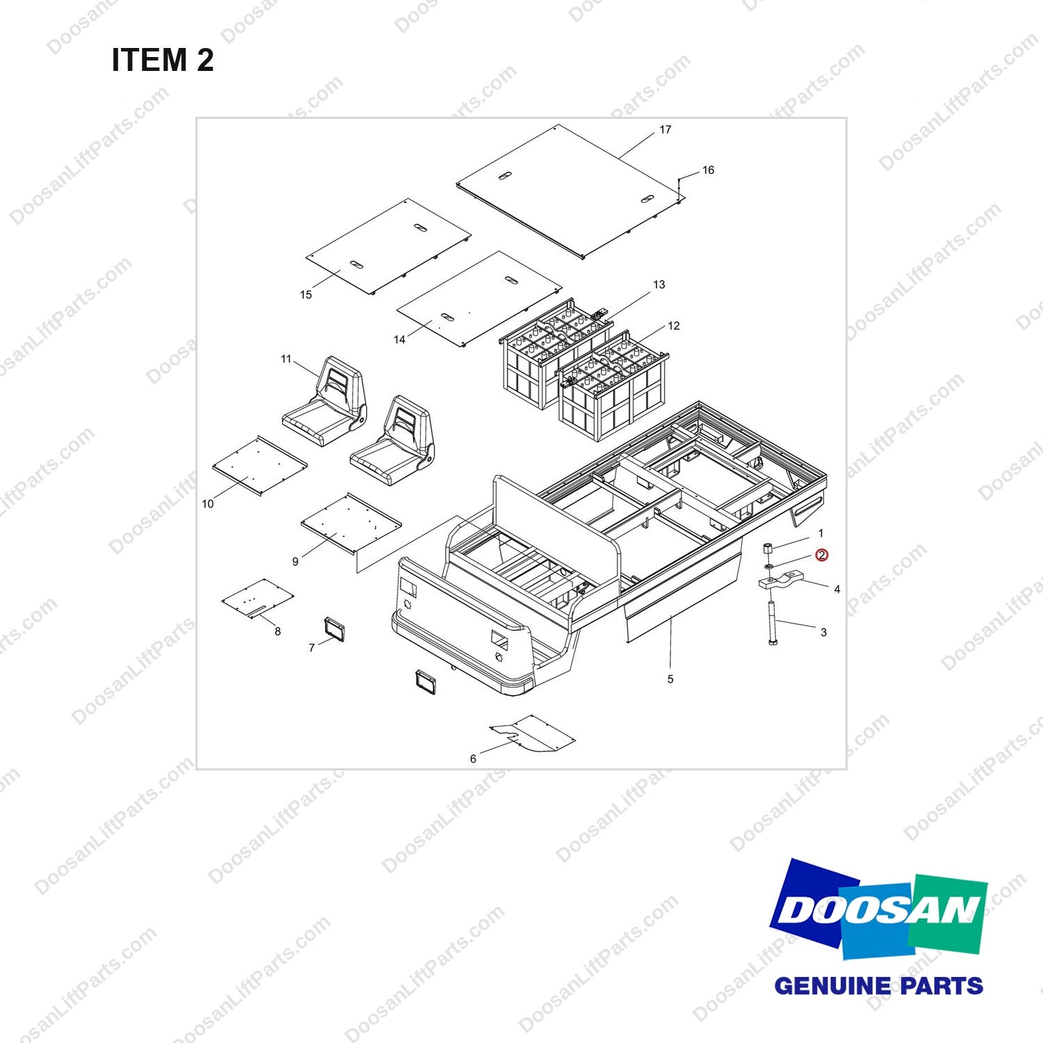NR14-00346 General Assembly - full parts diagram, item 2 marked - genuine Doosan / Bobcat forklift part