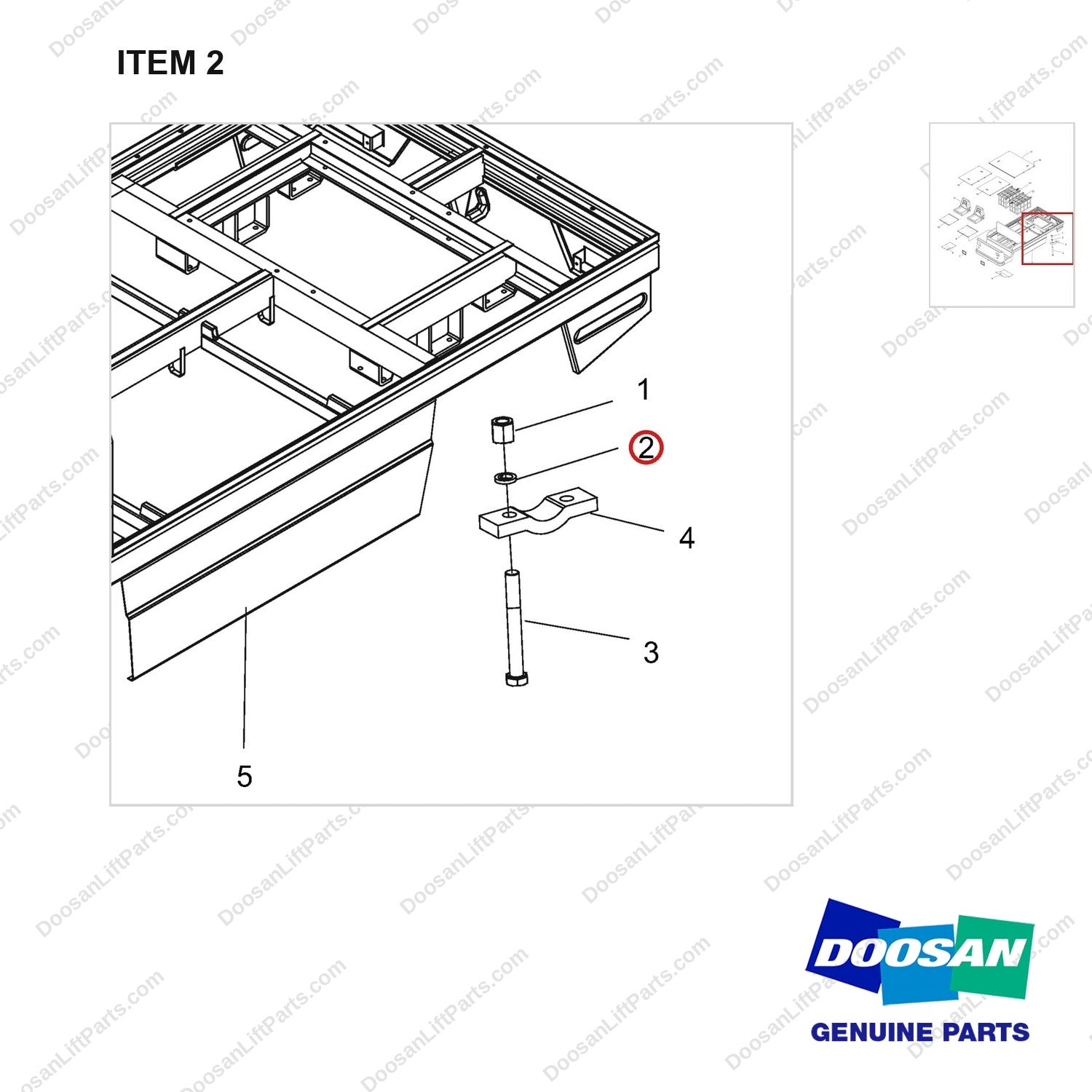 NR14-00346 General Assembly - parts diagram, item 2 shown - genuine Doosan / Bobcat forklift part