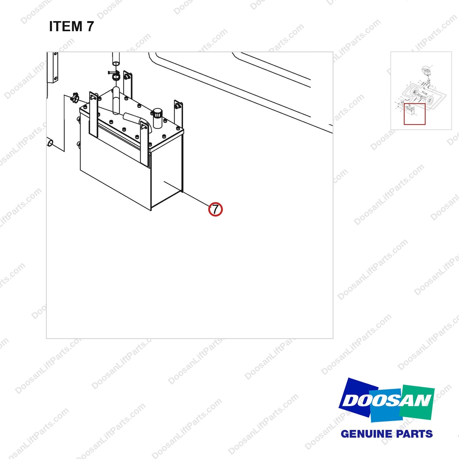 NR14-00396 Hydraulic Steering System - parts diagram, item 7 shown - genuine Doosan / Bobcat forklift part