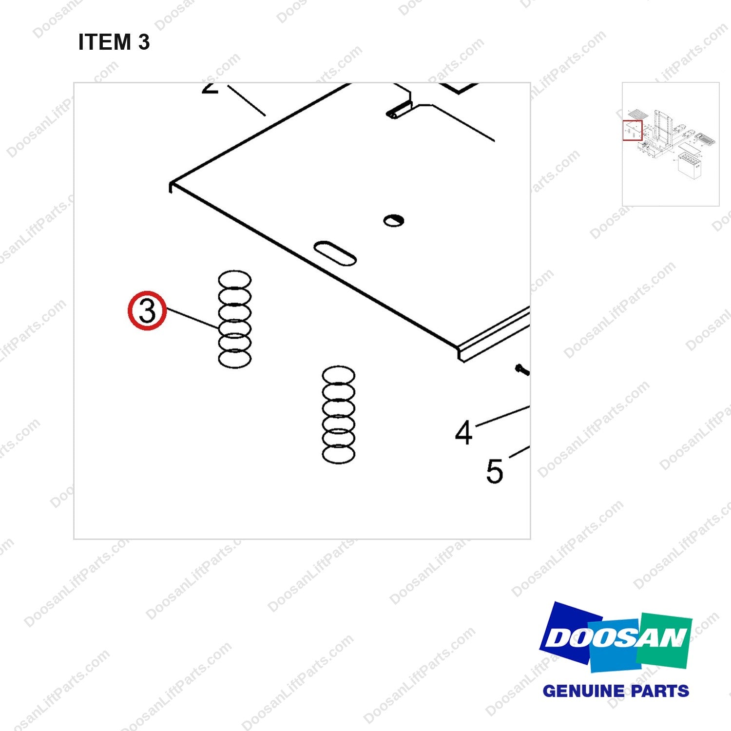 NR14-00415 Pedal Assembly - parts diagram, item 3 shown - genuine Doosan / Bobcat forklift part