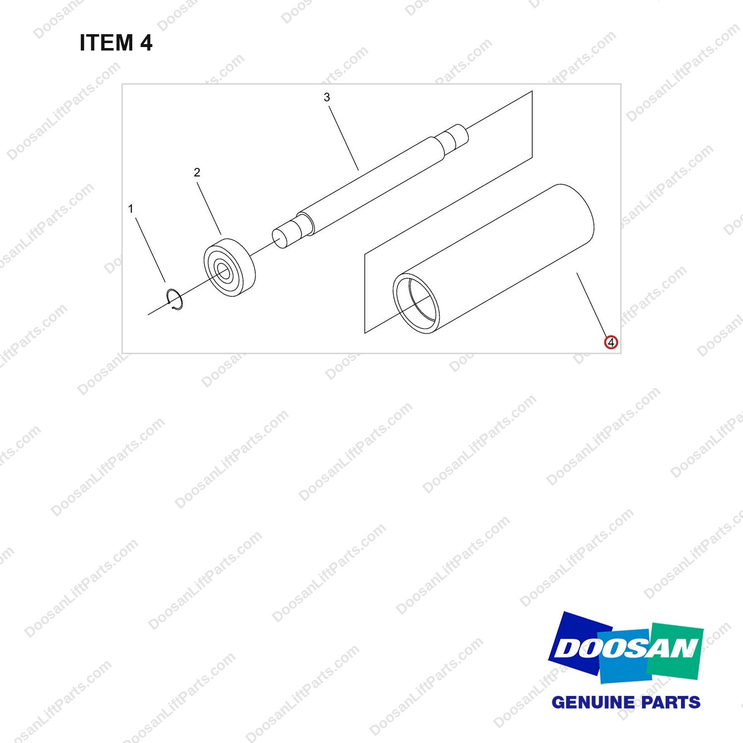 NR14-00426 Roller Assembly - full parts diagram, item 4 marked - genuine Doosan / Bobcat forklift part