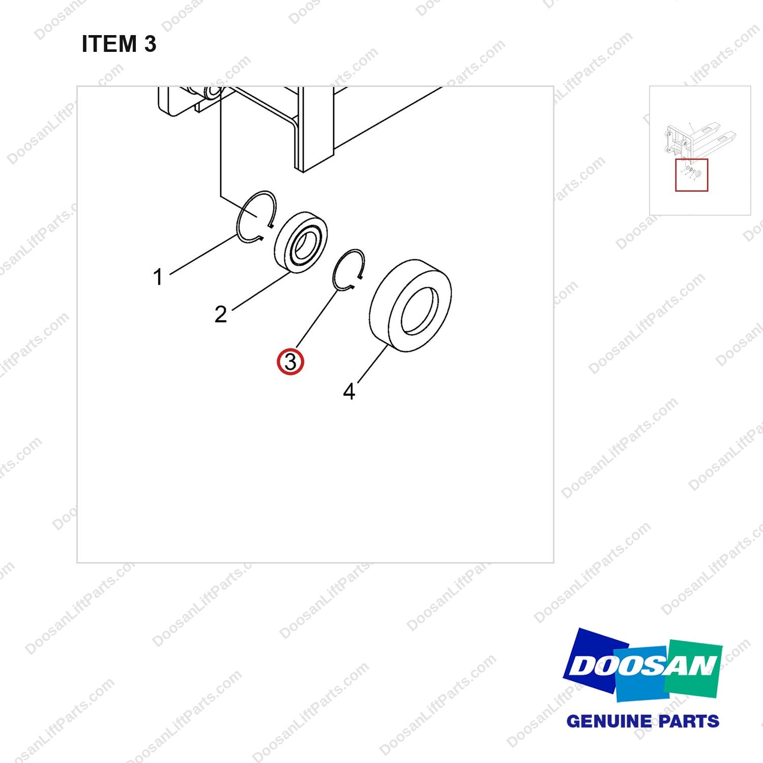 NR14-00505 Fork Frame Assy (STKE100) - Lifting Height 2500mm - parts diagram, item 3 shown - genuine Doosan / Bobcat forklift part