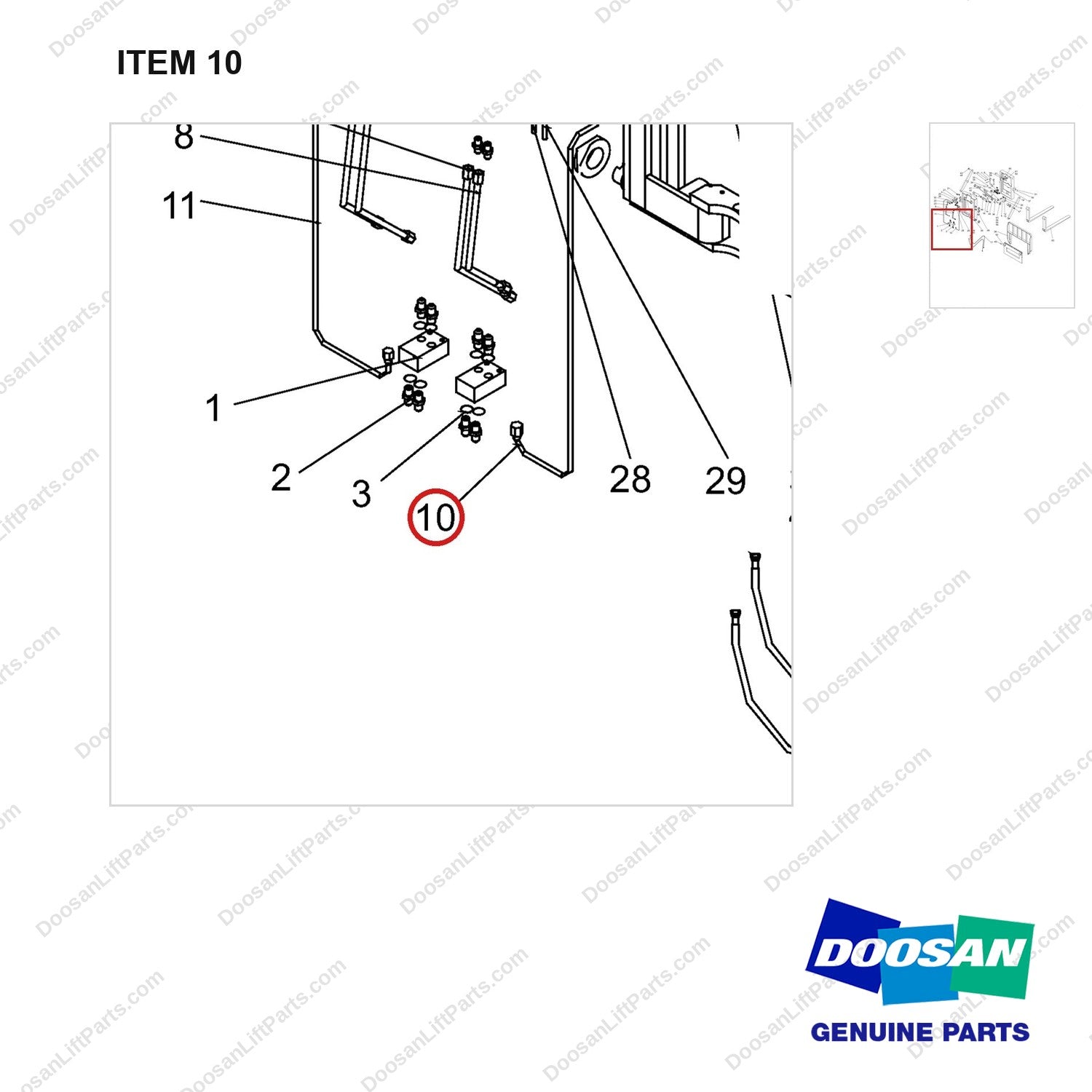 NR14-00524 Scissor forks unit - parts diagram, item 10 shown - genuine Doosan / Bobcat forklift part