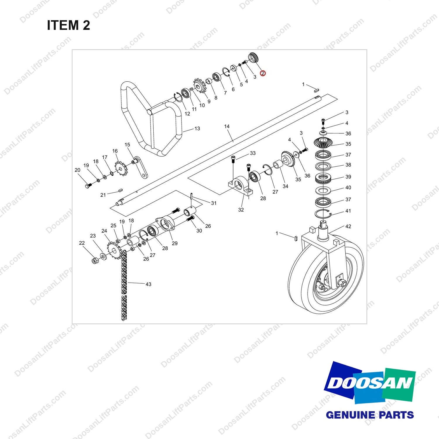 NR14-00671 Pump - full parts diagram, item 2 marked - genuine Doosan / Bobcat forklift part