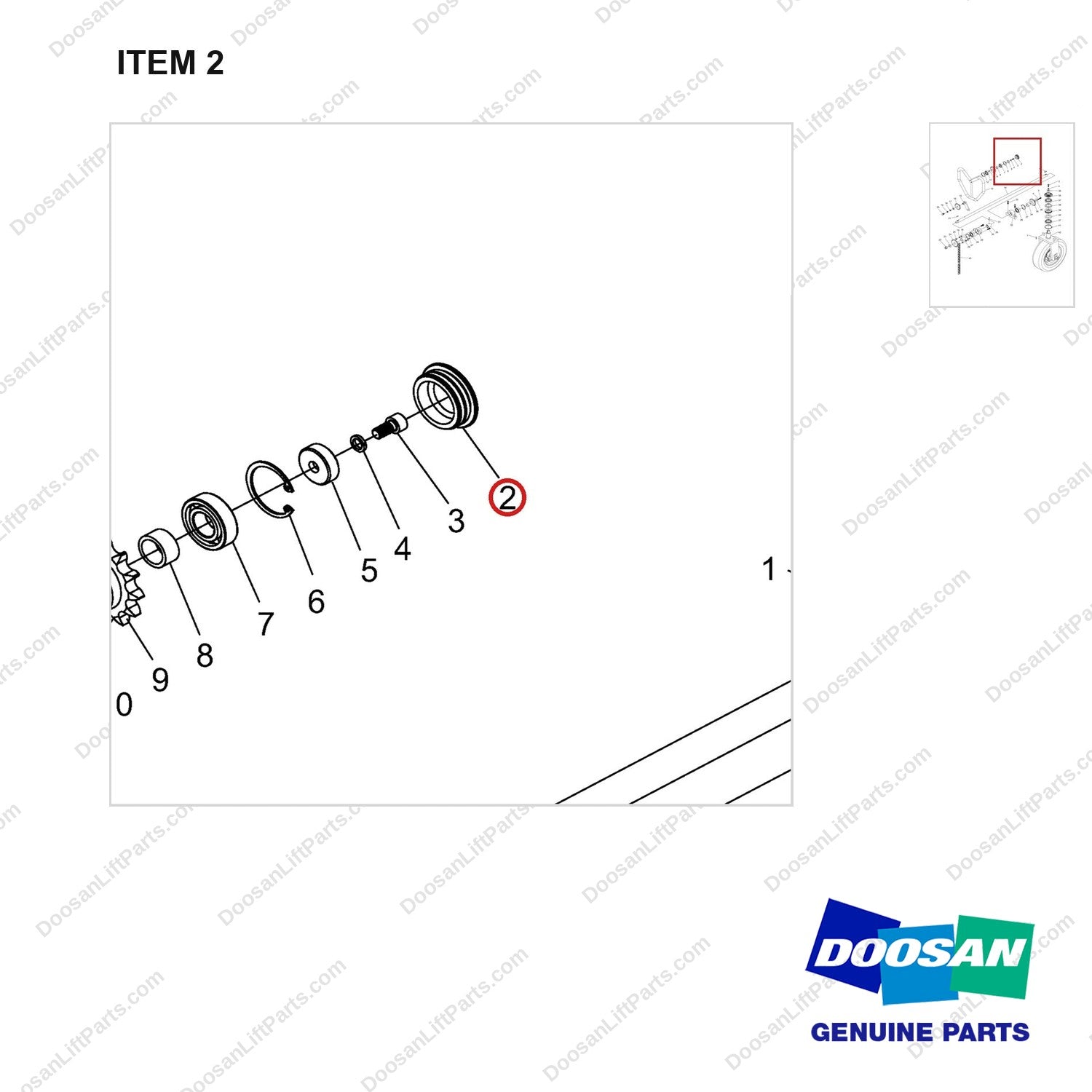 NR14-00671 Pump - parts diagram, item 2 shown - genuine Doosan / Bobcat forklift part