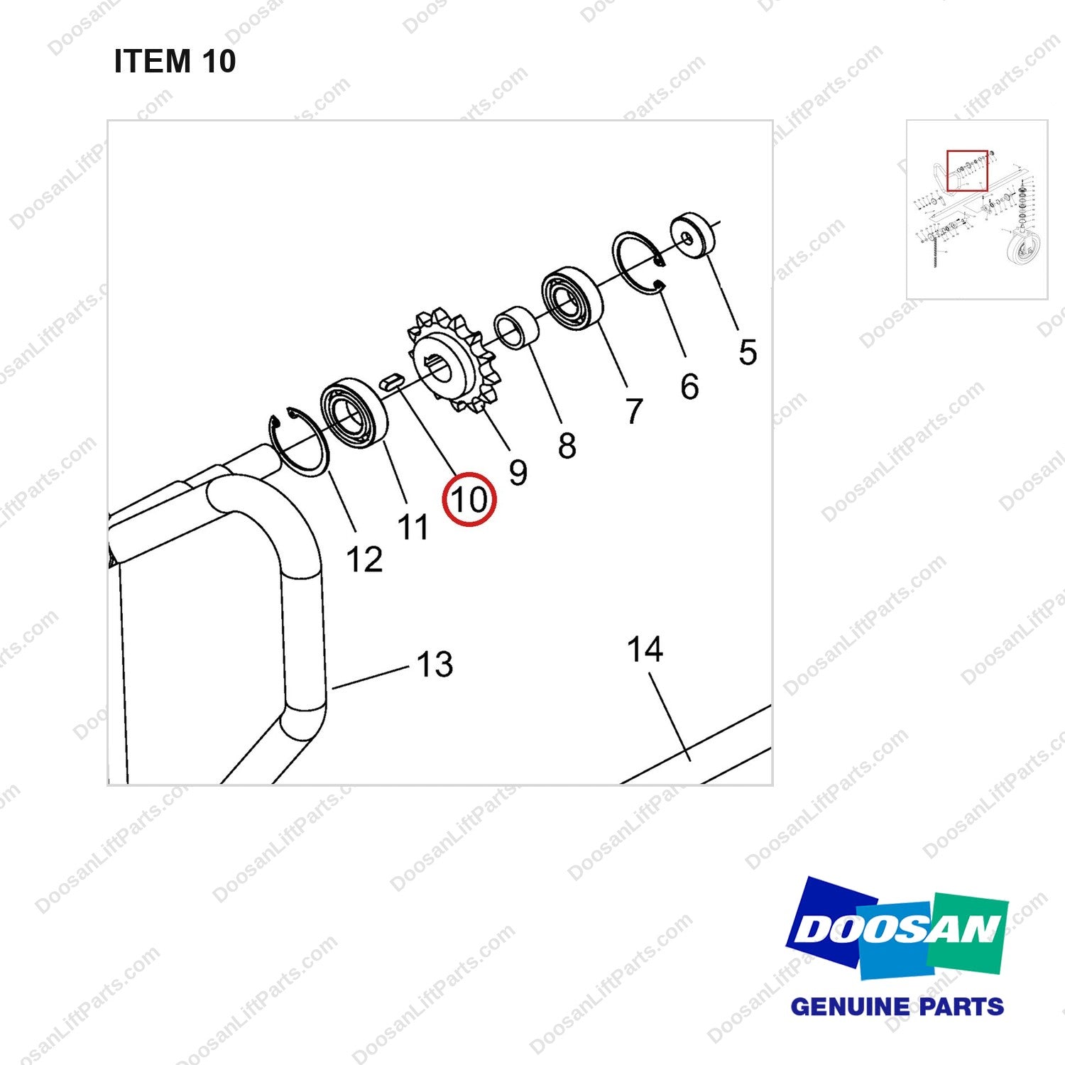 NR14-00675 Pump - parts diagram, item 10 shown - genuine Doosan / Bobcat forklift part