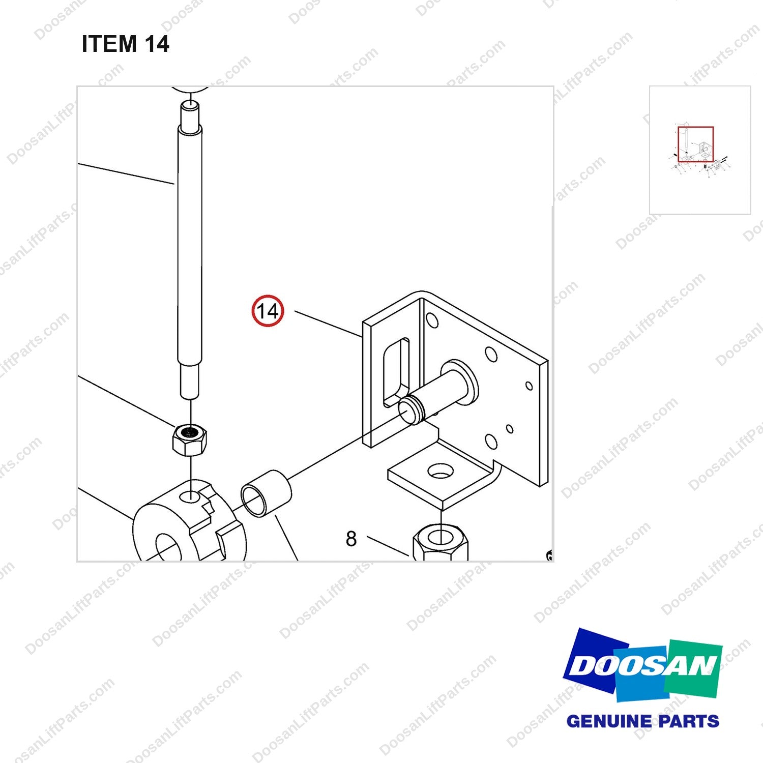 NR14-00712 Direction Switch Unit - parts diagram, item 14 shown - genuine Doosan / Bobcat forklift part