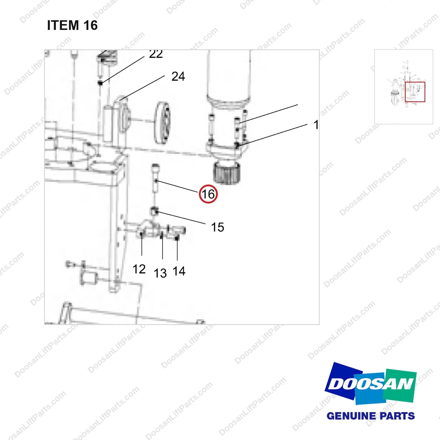 NR14-01095 Relocation Mechanism (EPS Power Assisted Steering) - parts diagram, item 16 shown - genuine Doosan / Bobcat forklift part