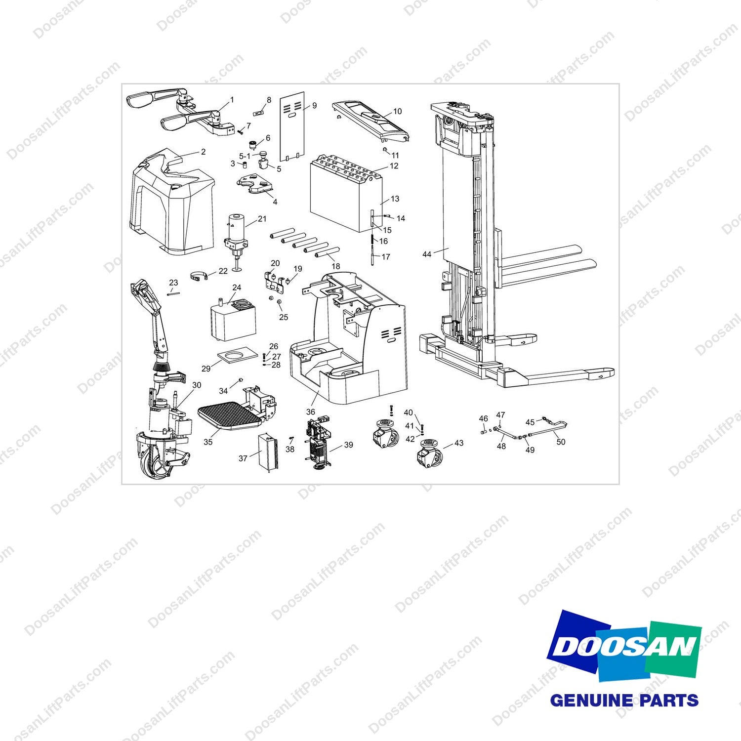 NR14-01143 General Assembly - full parts diagram - genuine Doosan / Bobcat forklift part